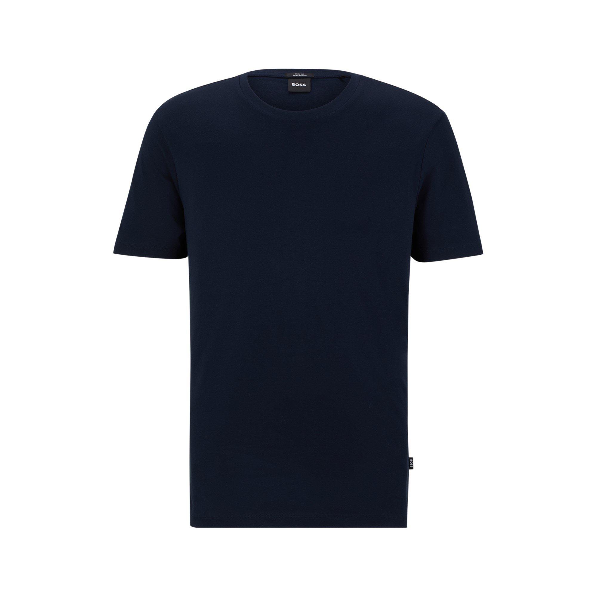 Navy 404 - Boss - Men's Tessler 150 Black Cotton Short Sleeve Slim Fit T-Shirt - 1