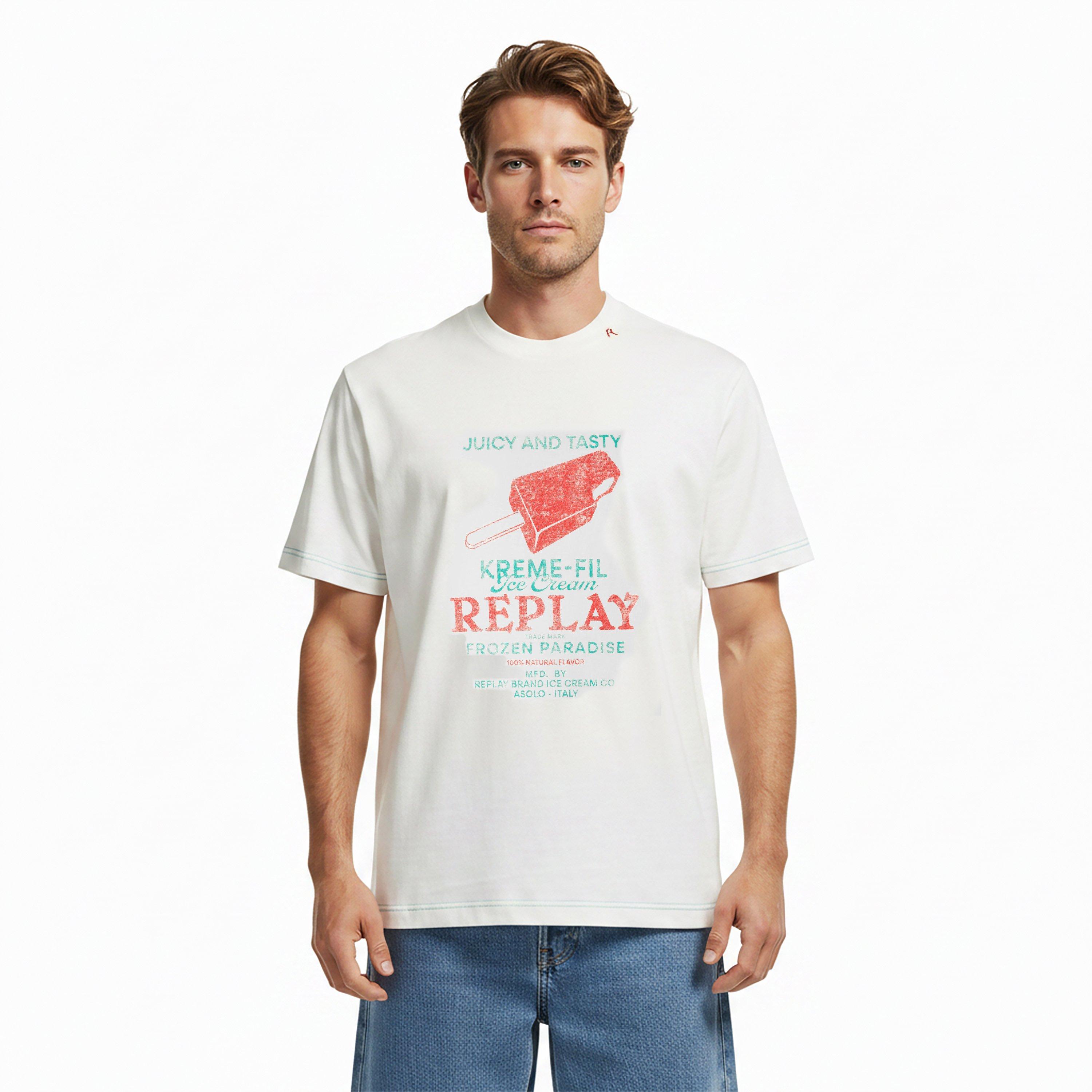 White - Replay - Men's T-Shirt - 3