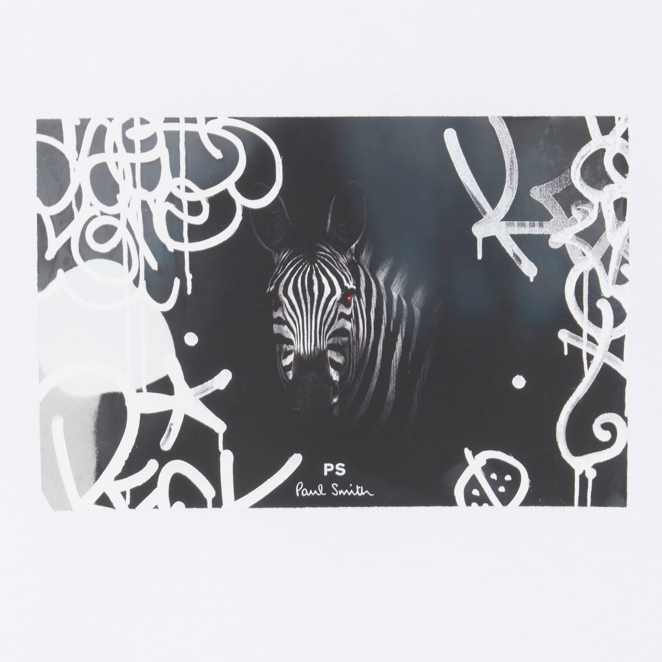 White 01 - PS Paul Smith - Graffiti Zebra Print T-Shirt - 5