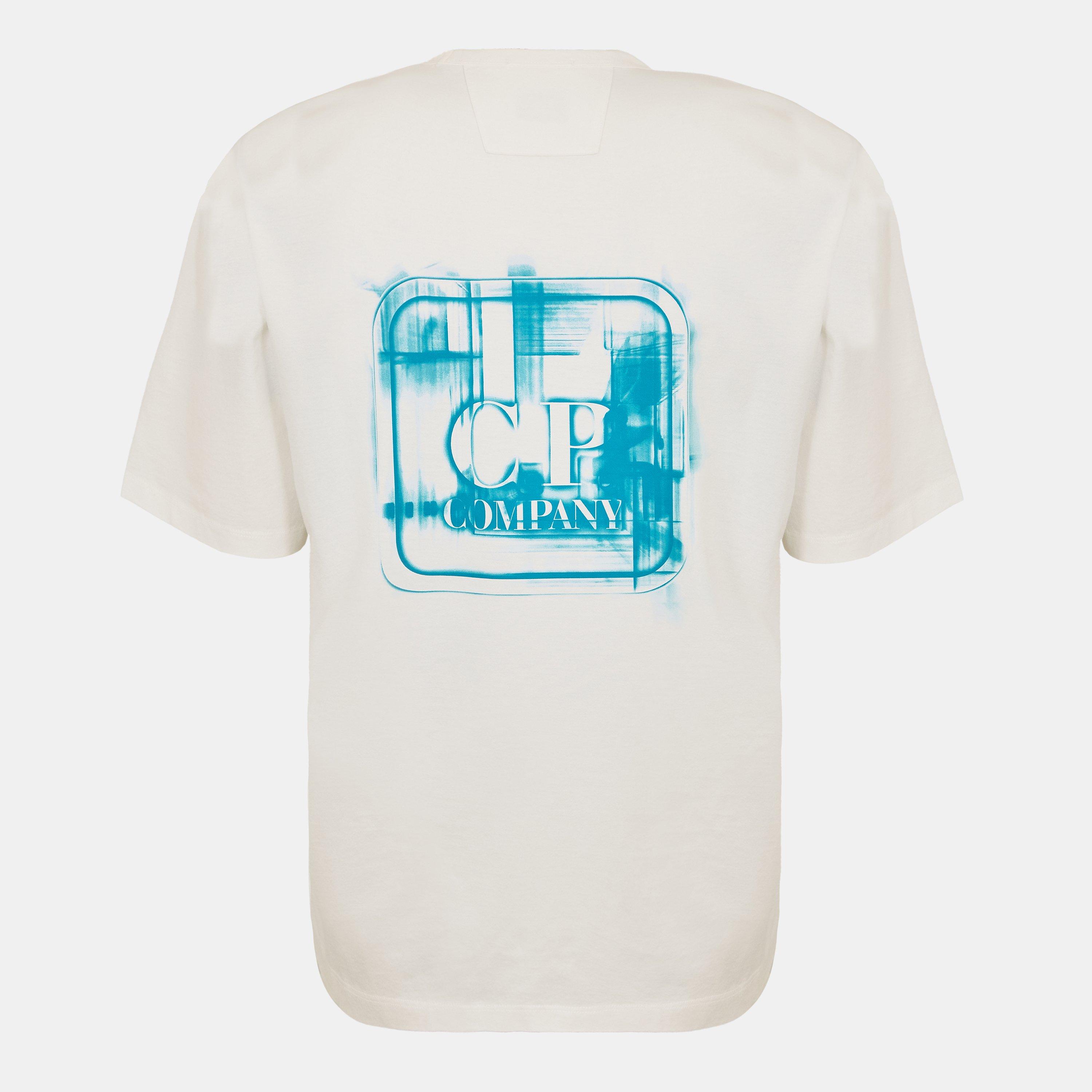 Cp Company Metropolis Men's Stencil Large T-Shirt - Gauze White 103 - S (46)