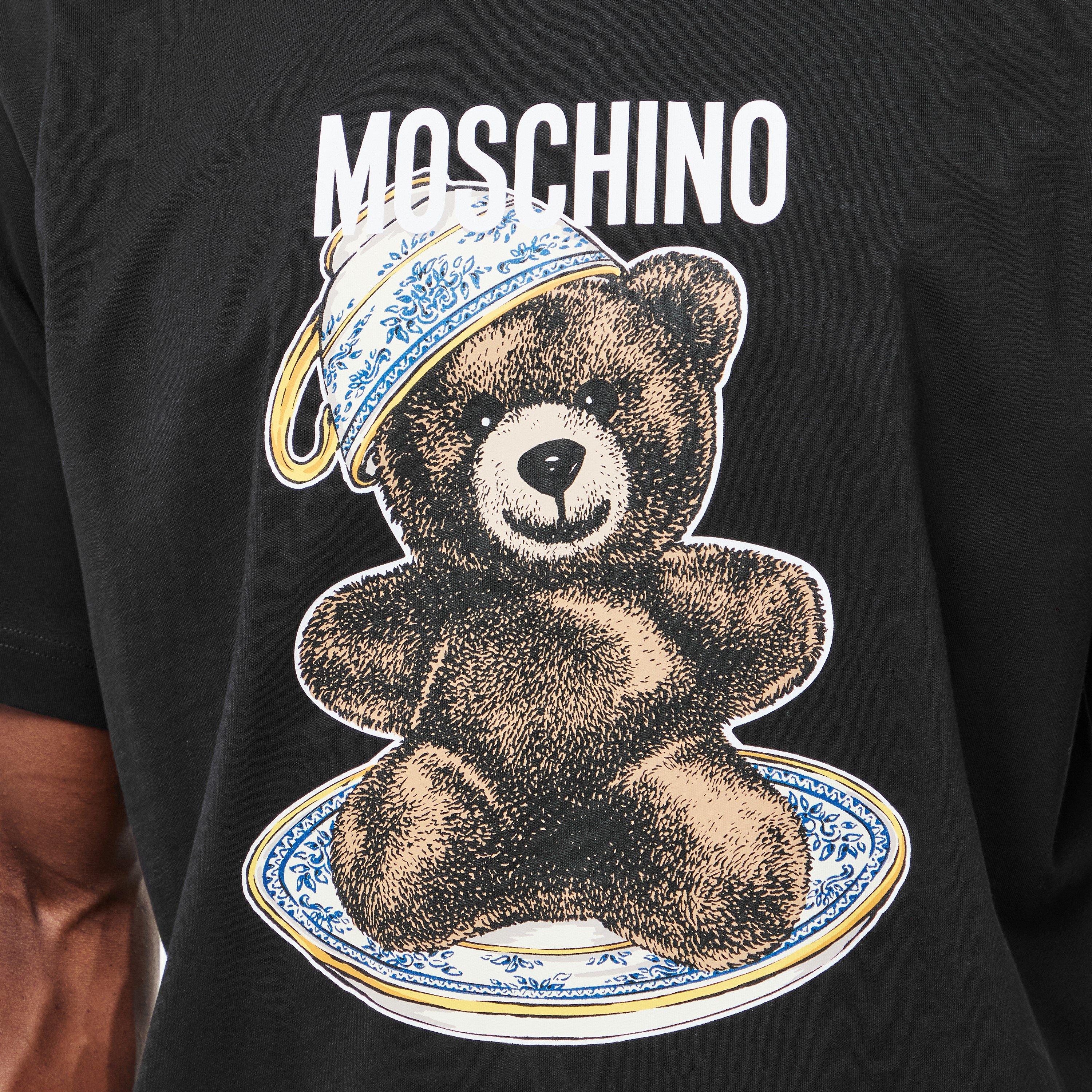 Black - Moschino - Men's Teddy Regular Fit T-Shirt - 5
