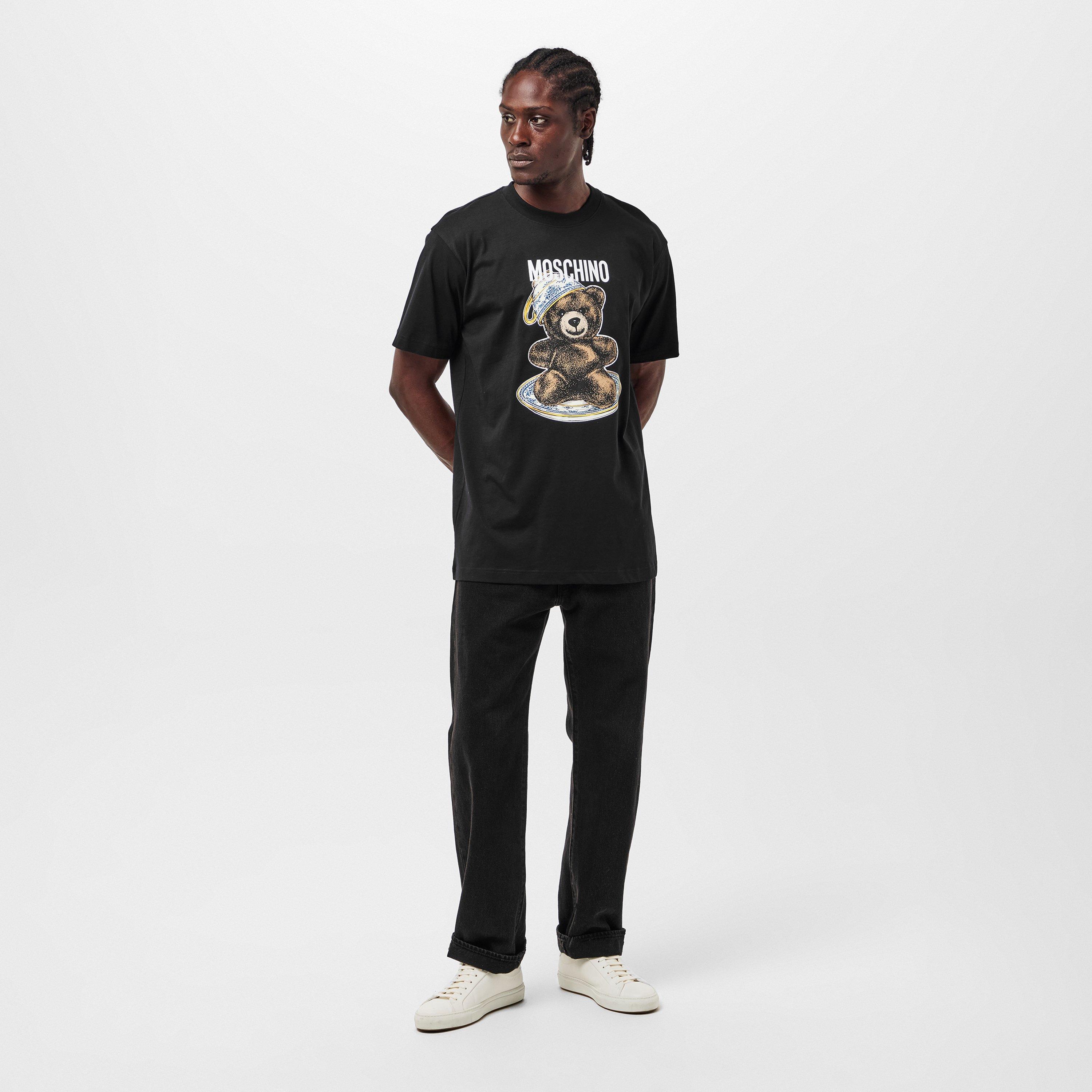 Black - Moschino - Men's Teddy Regular Fit T-Shirt - 6