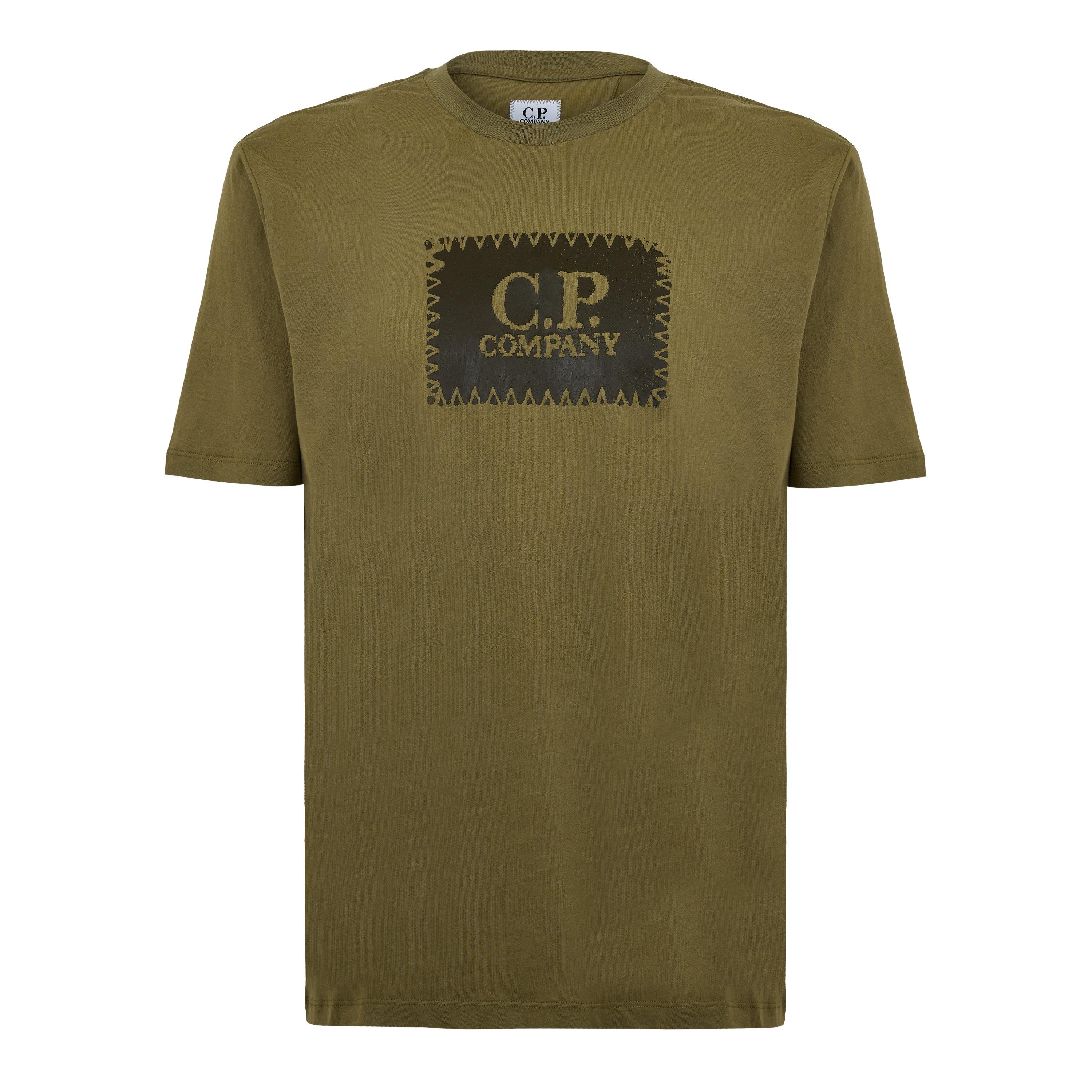 Cp Company Men's Block Logo Regular Fit T-Shirt - Dried Herb 644 - XS (44)