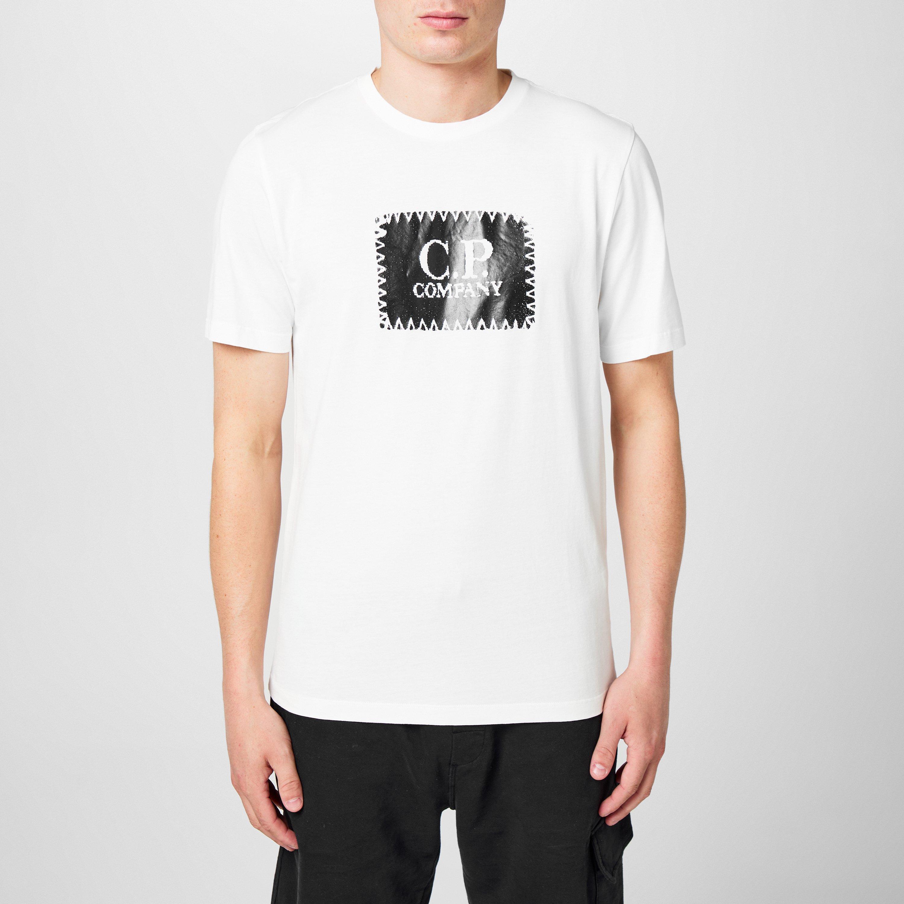 Gauze White 103 - CP Company - Mens Block Logo Regular Fit T-Shirt - 3