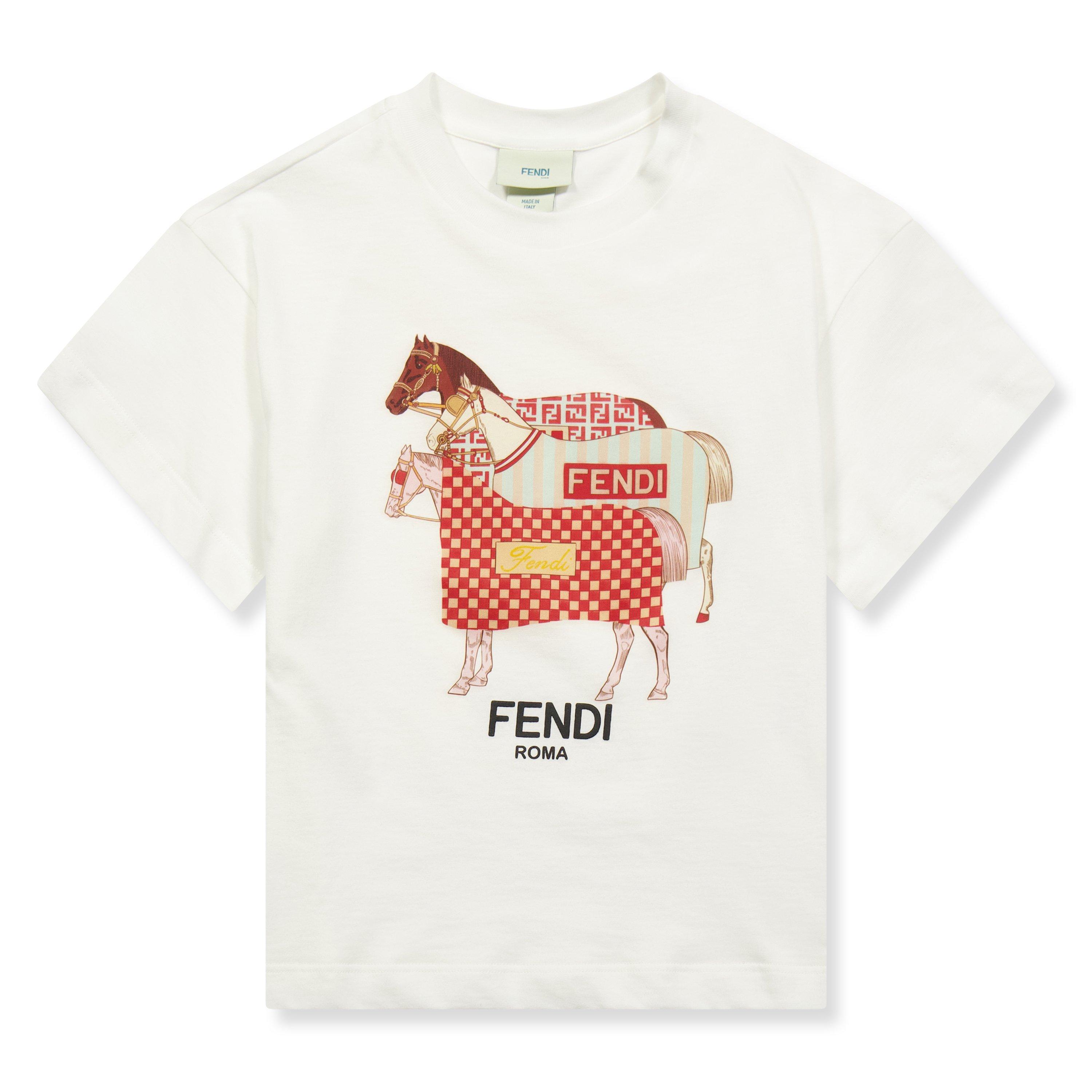 Fendi Kids' Horse T-Shirt - White F0TU9 - Size 10Y