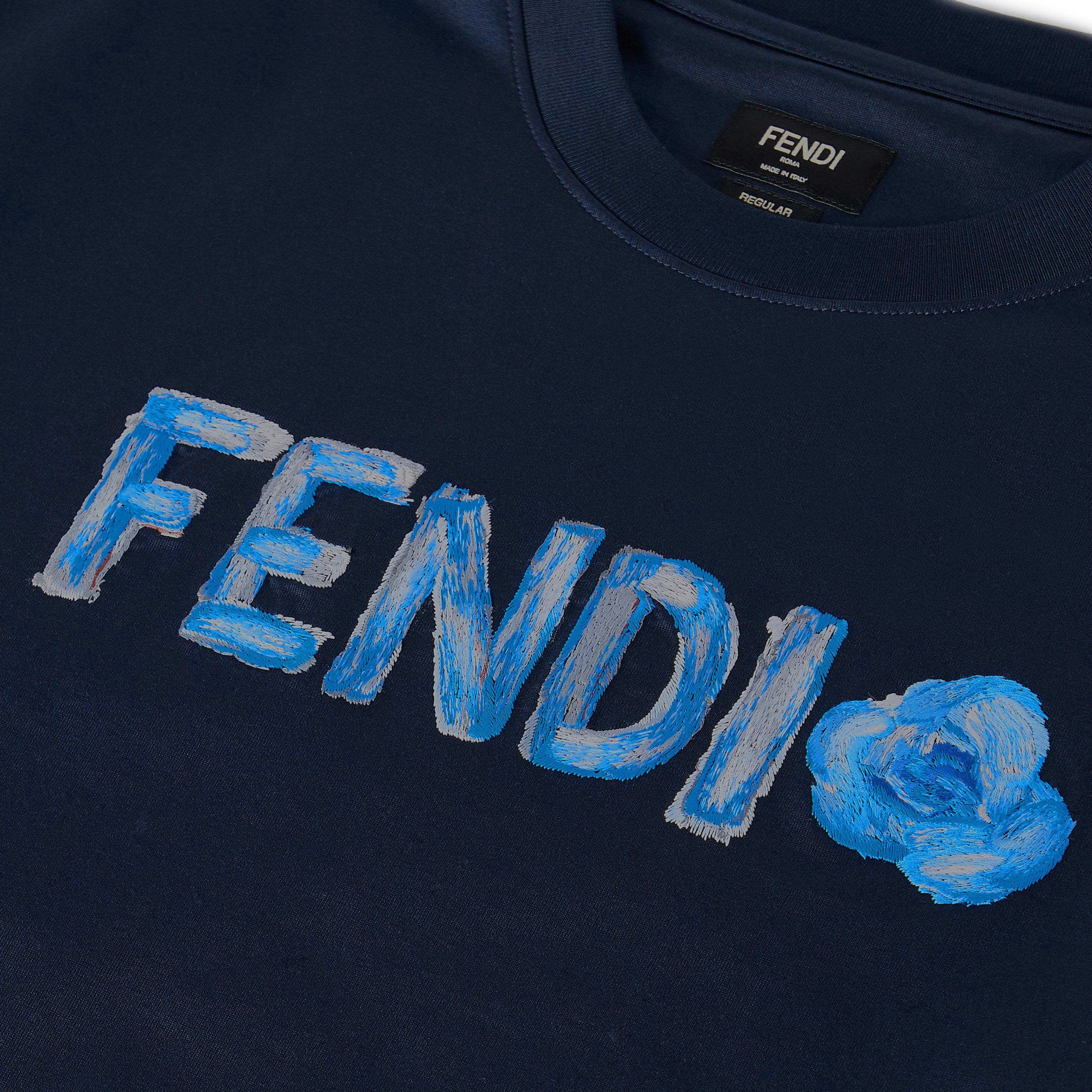 Blue - Fendi - Men's Flower T-Shirt - 5