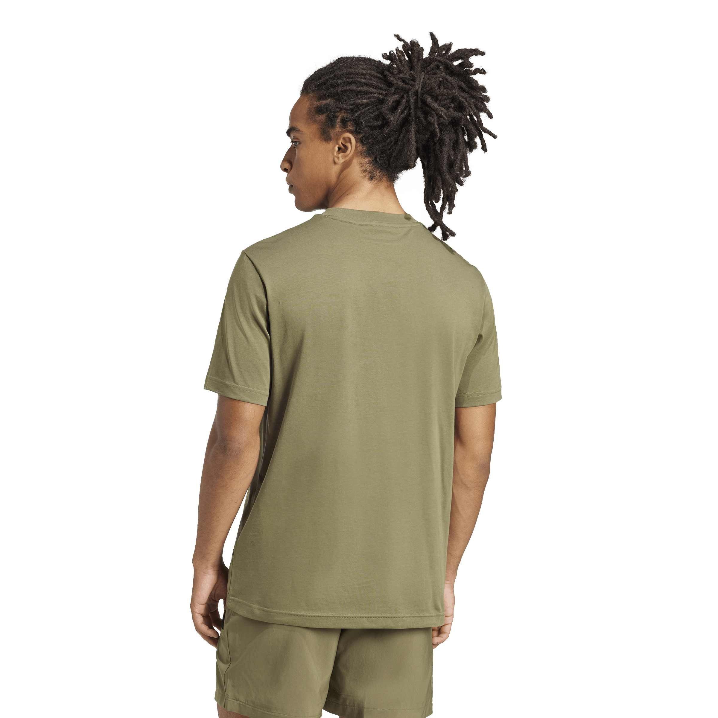Olive/Black - adidas - Essentials Small Logo Junior Single Jersey Tee - 3