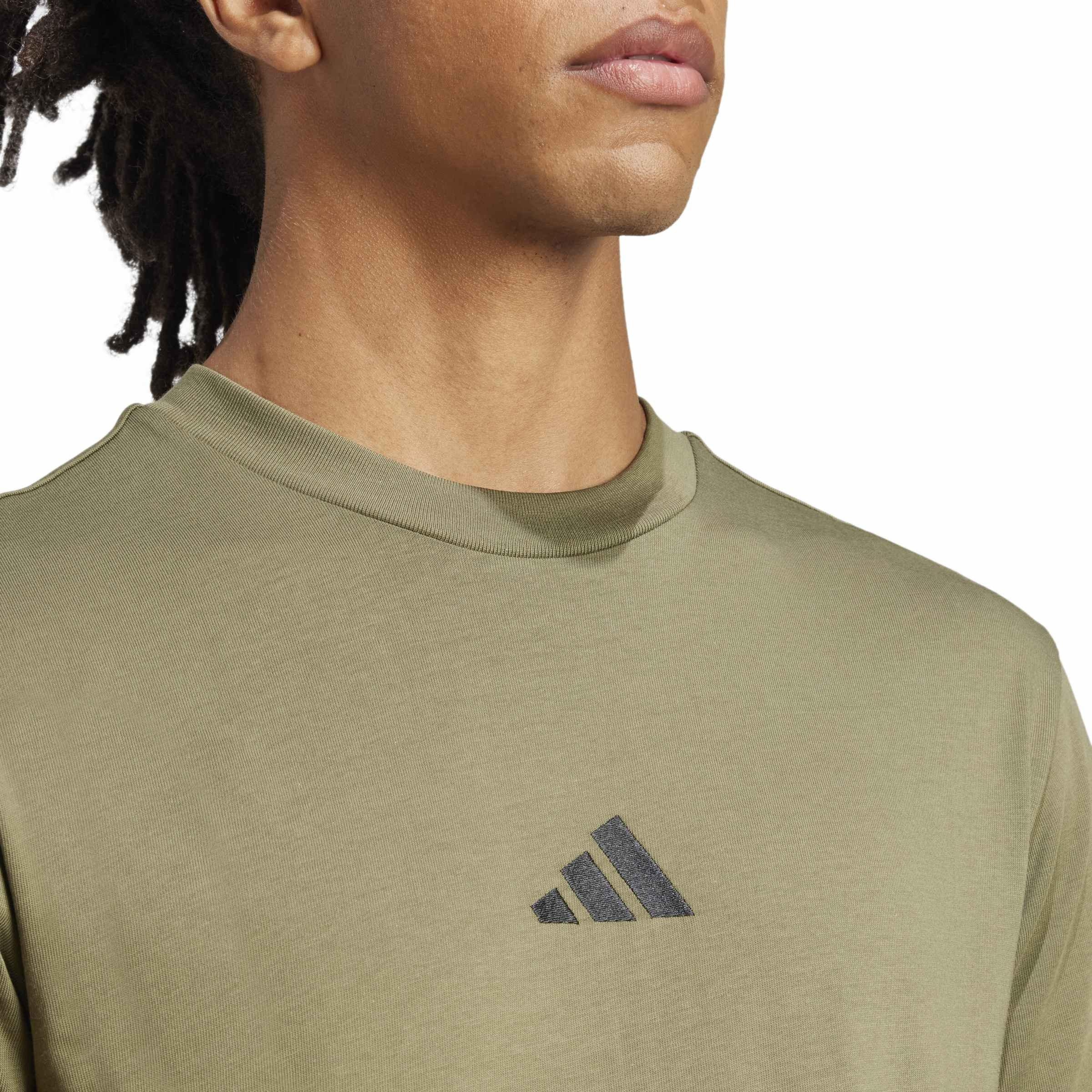 Olive/Black - adidas - Essentials Small Logo Junior Single Jersey Tee - 4