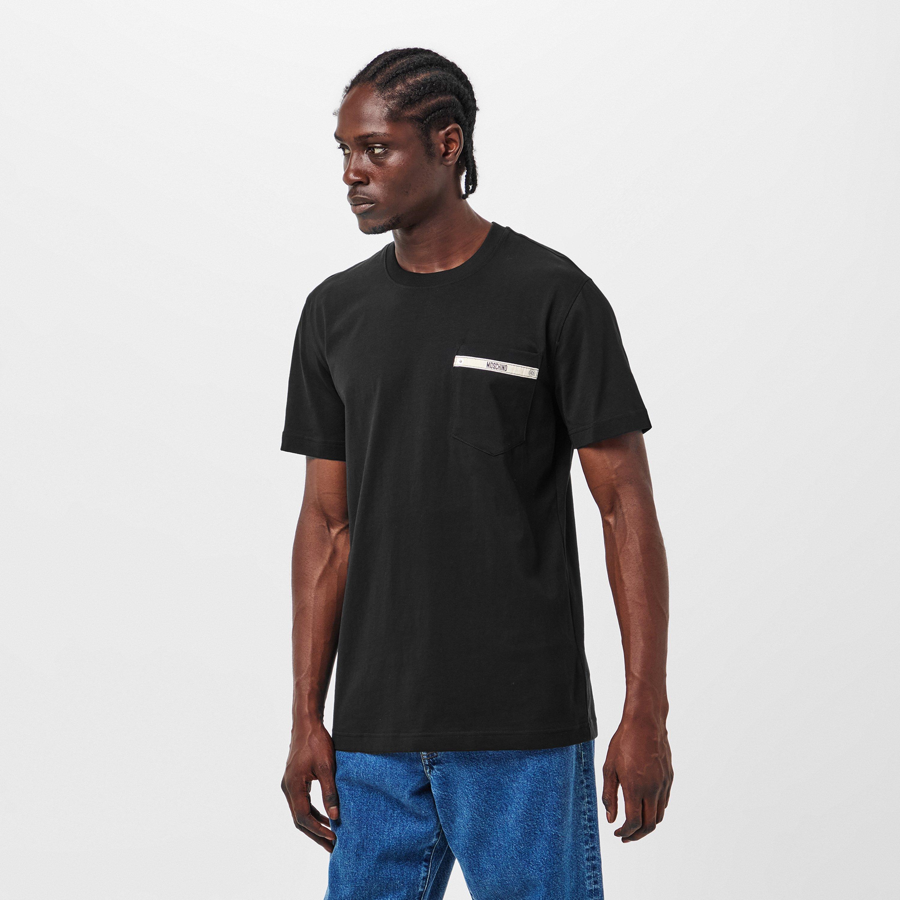 Black - Moschino - Men's Tape Regular Fit T-Shirt - 3