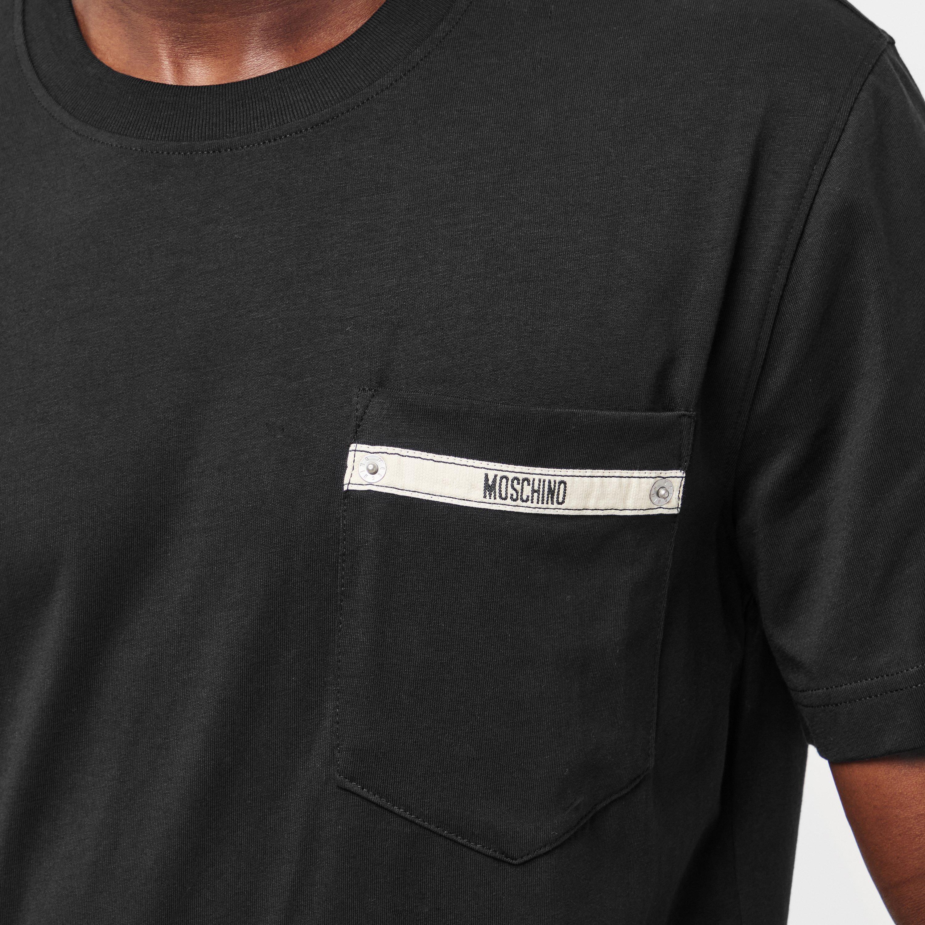 Black - Moschino - Men's Tape Regular Fit T-Shirt - 5