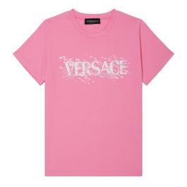 Versace Girl'S Logo Print T Shirt