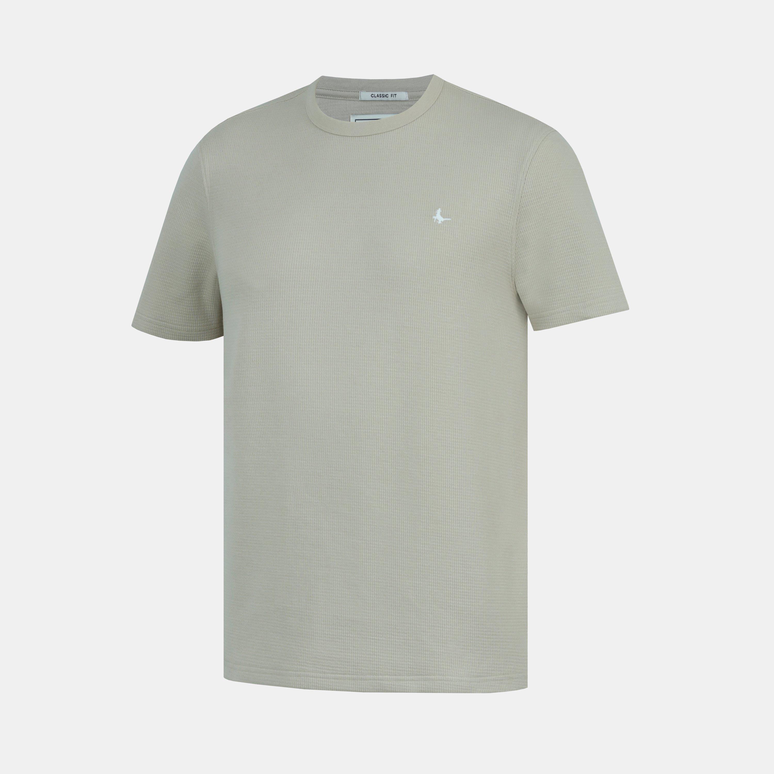 Bege - Jack Wills - Men's Texture Cotton Short Sleeve Crew Neck Embroidered T-Shirt - 2