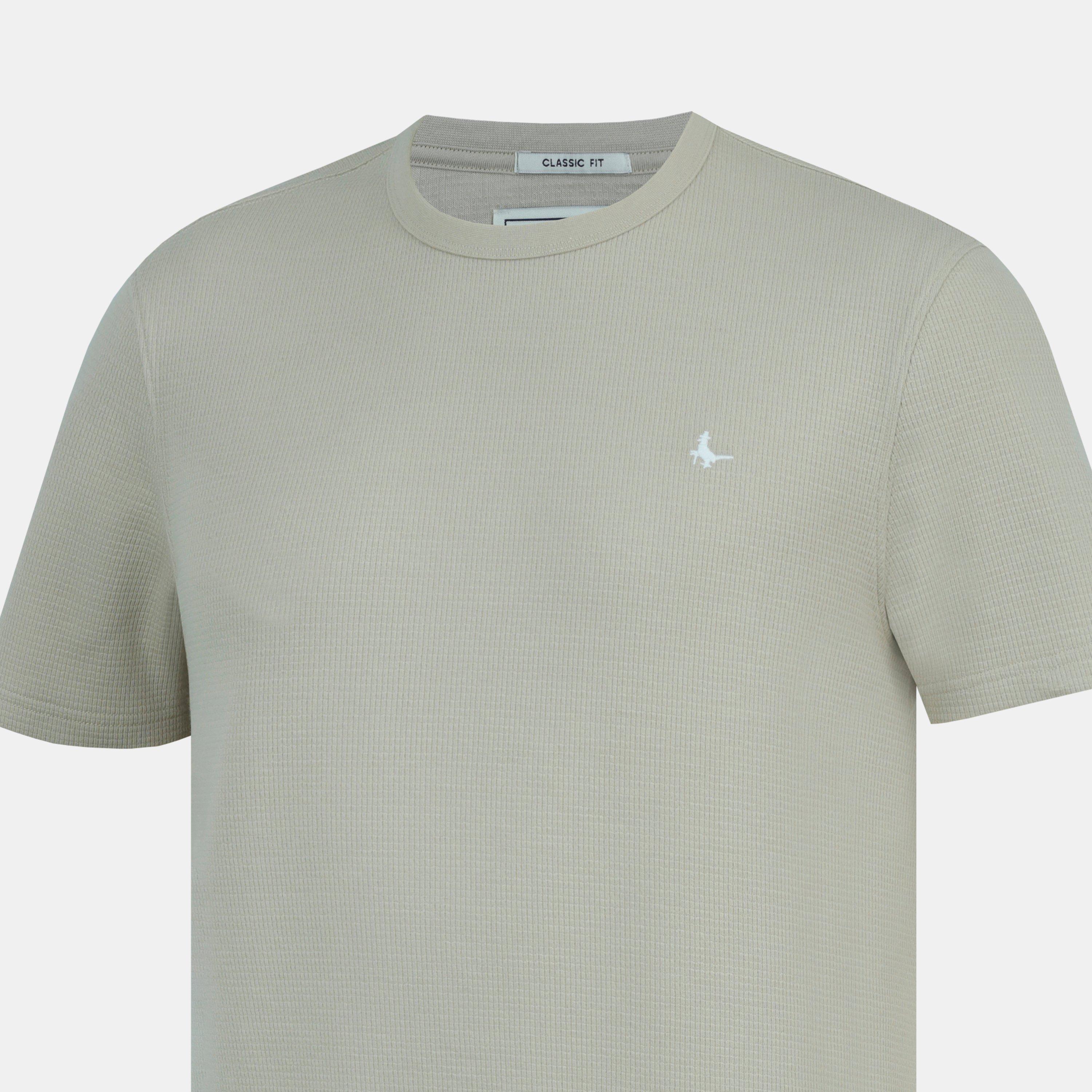Bege - Jack Wills - Men's Texture Cotton Short Sleeve Crew Neck Embroidered T-Shirt - 5