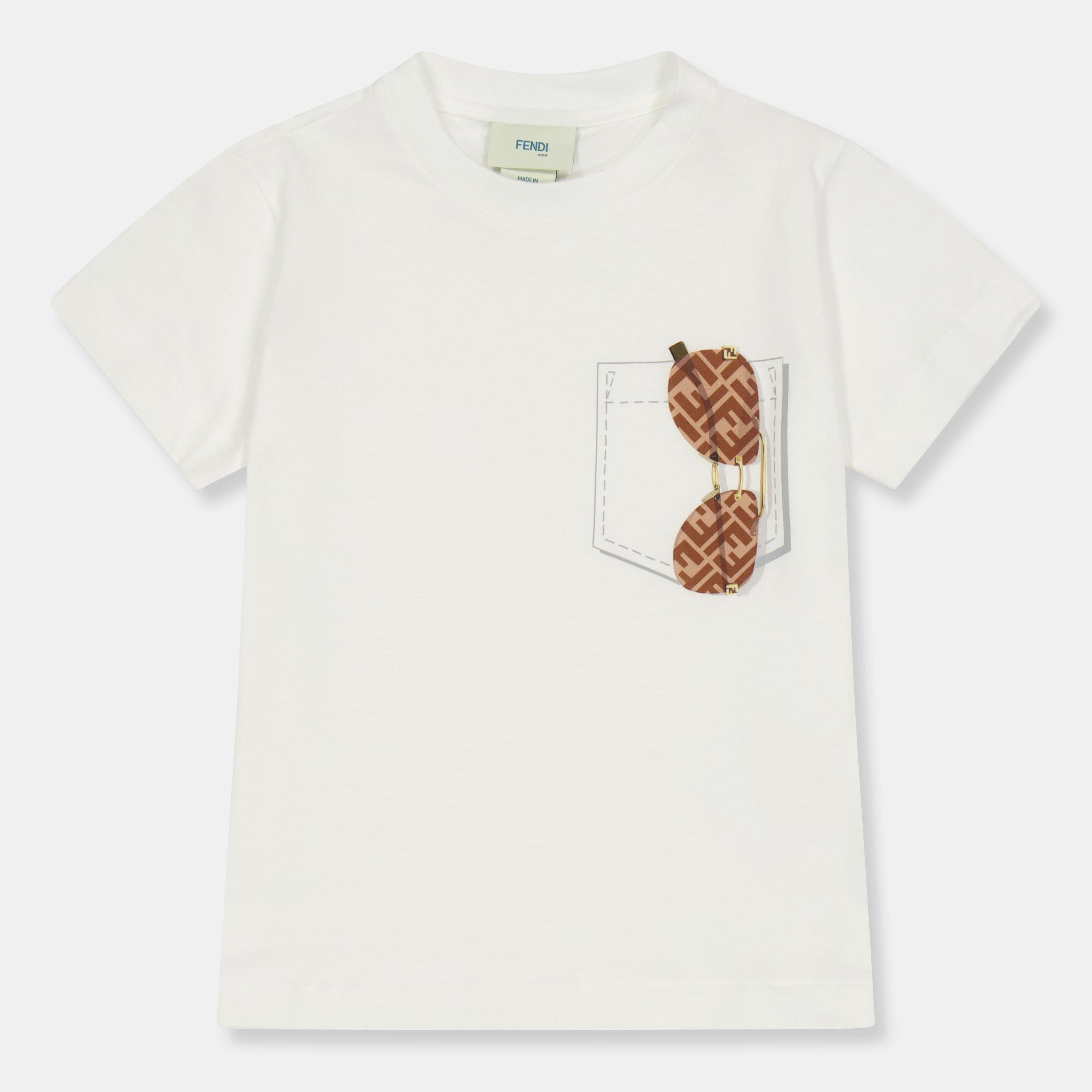 Fendi Kids' Sun Logo T-Shirt - White F0TU9 - Size 8Y