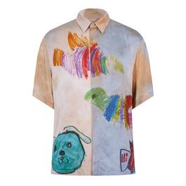 Off White Cartoon Satin Shirt