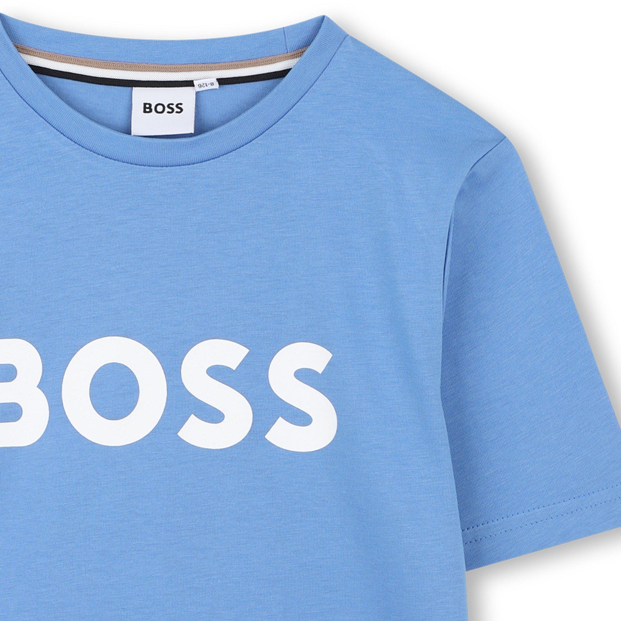Navy Blue - Boss - Kids Cotton Logo T-Shirt, Design T-Shirt - 3