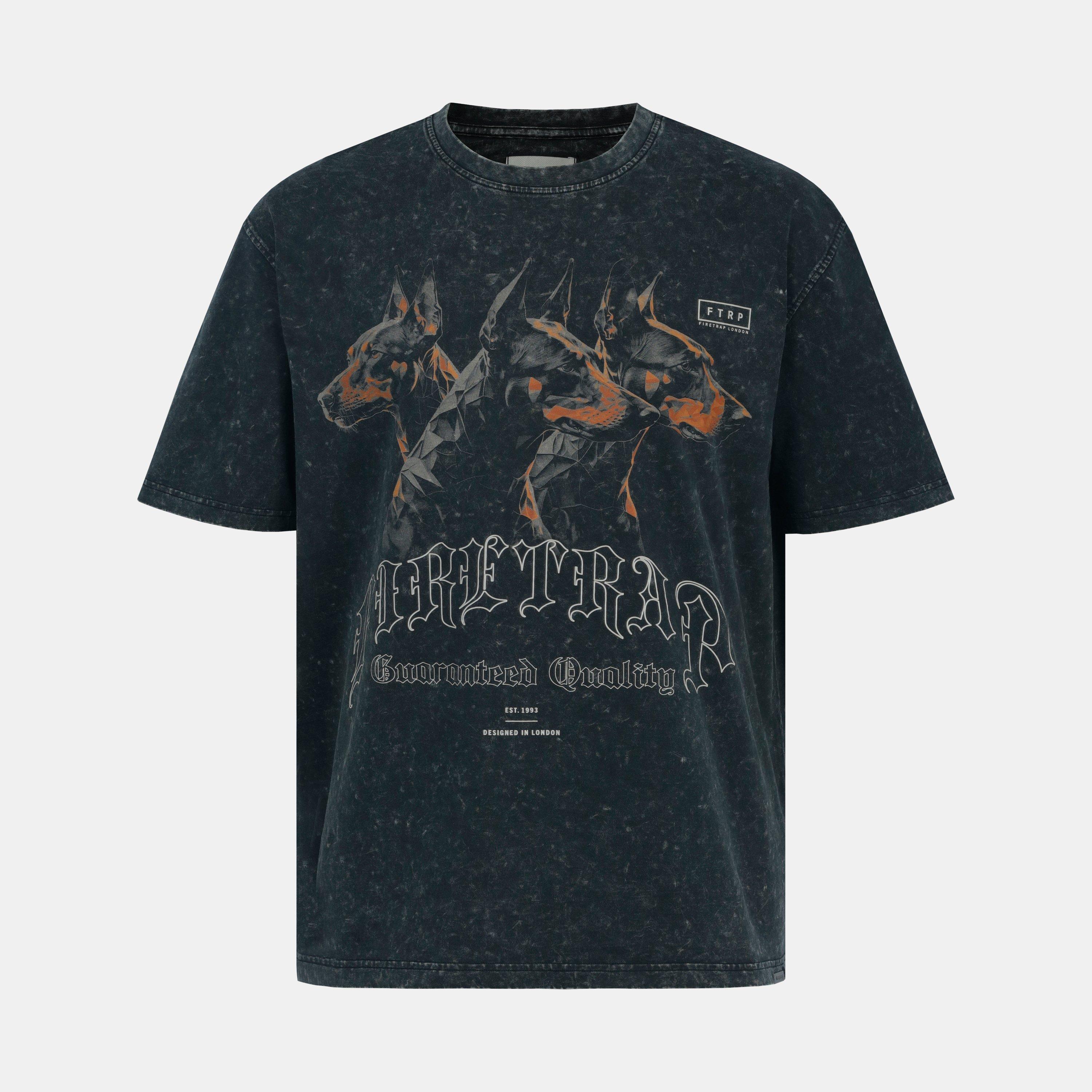 Firetrap Men's Wash Cotton Short Sleeve T-Shirt - Doberman - XL