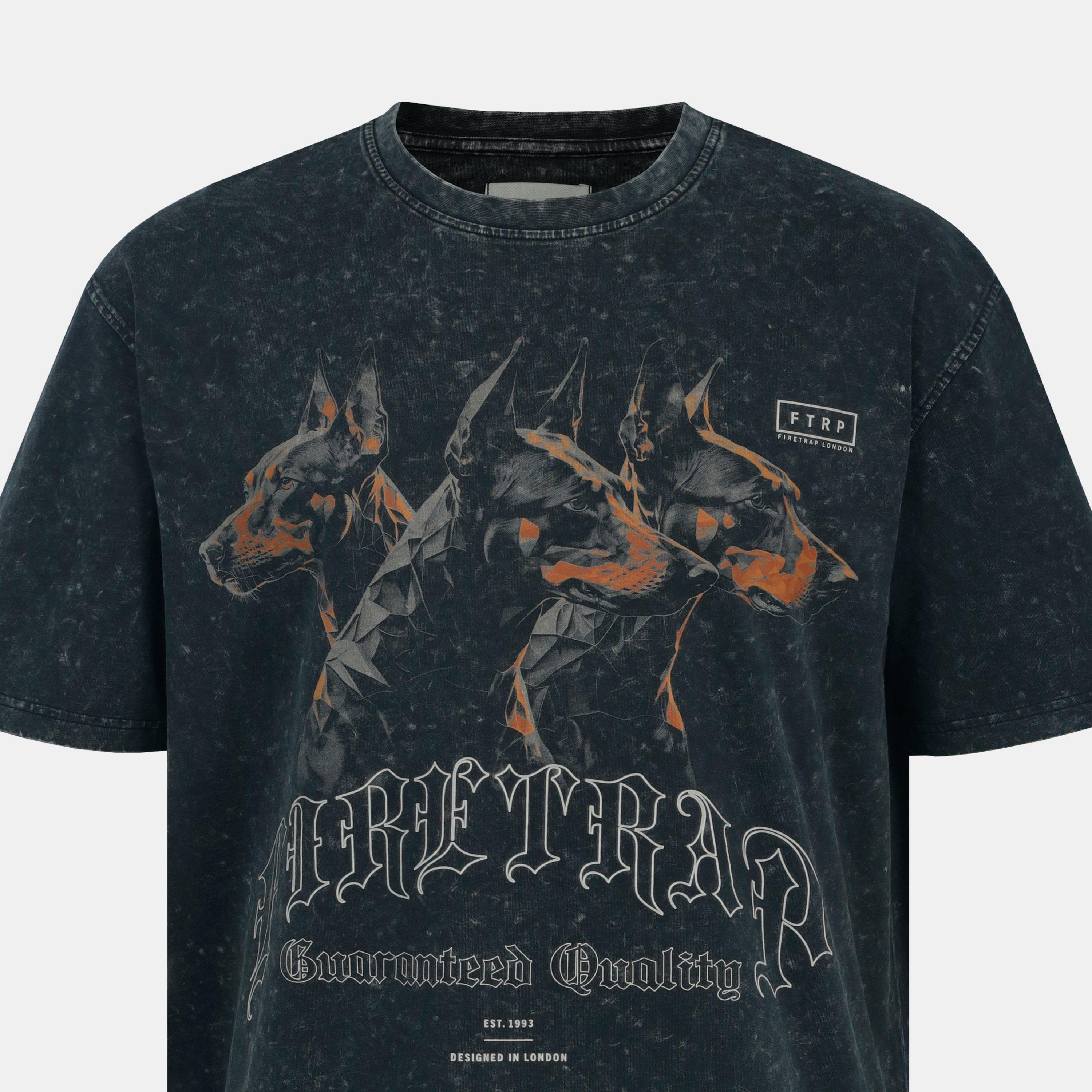 Doberman - Firetrap - Men's Wash Cotton Short Sleeve T-Shirt - 4