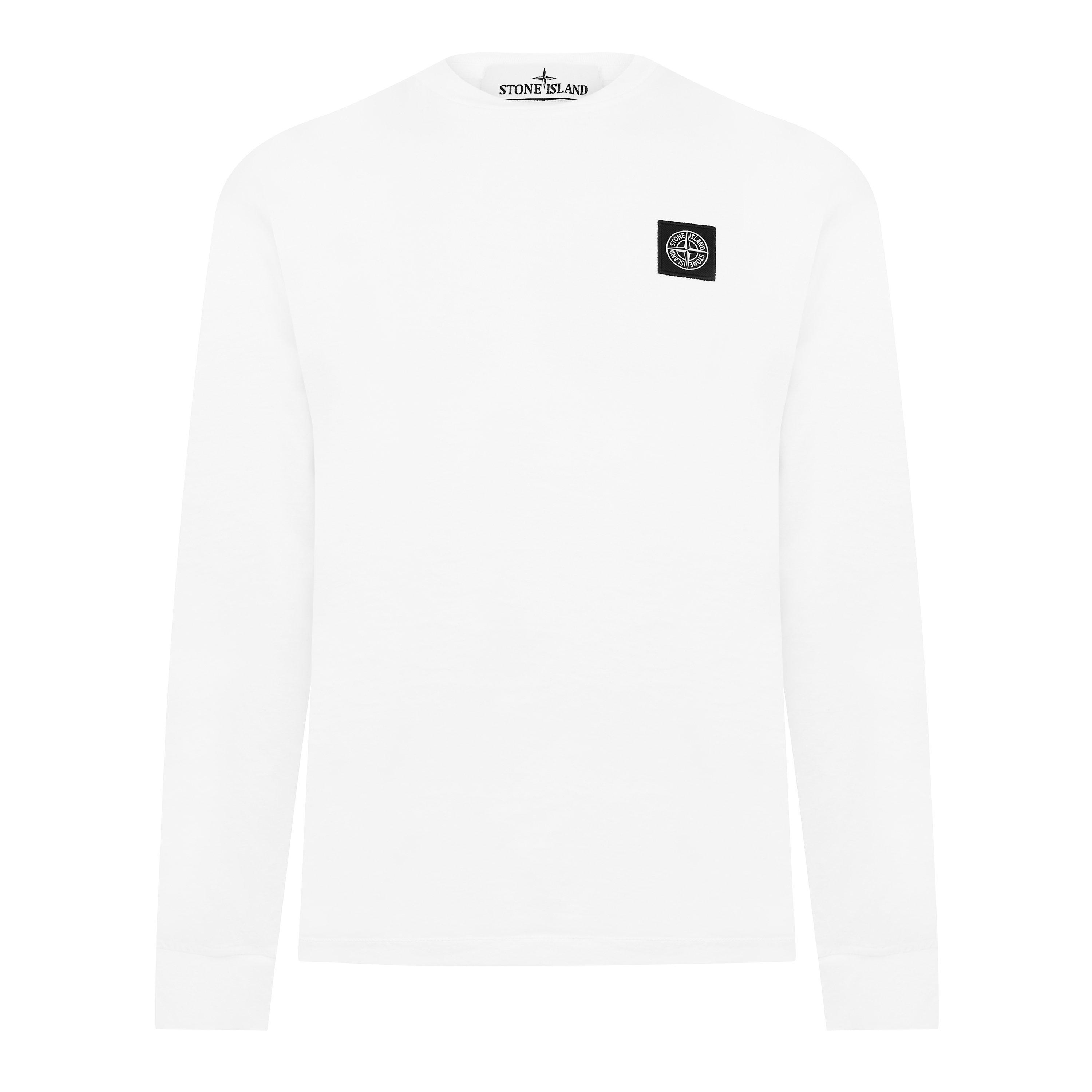 Bianco V0001 - Stone Island - Men's Logo Cotton Compass Patch Long Sleeve T-Shirt - 7