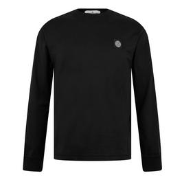 Stone Island MenS Logo Cotton Compass Patch Long Sleeve T Shirt