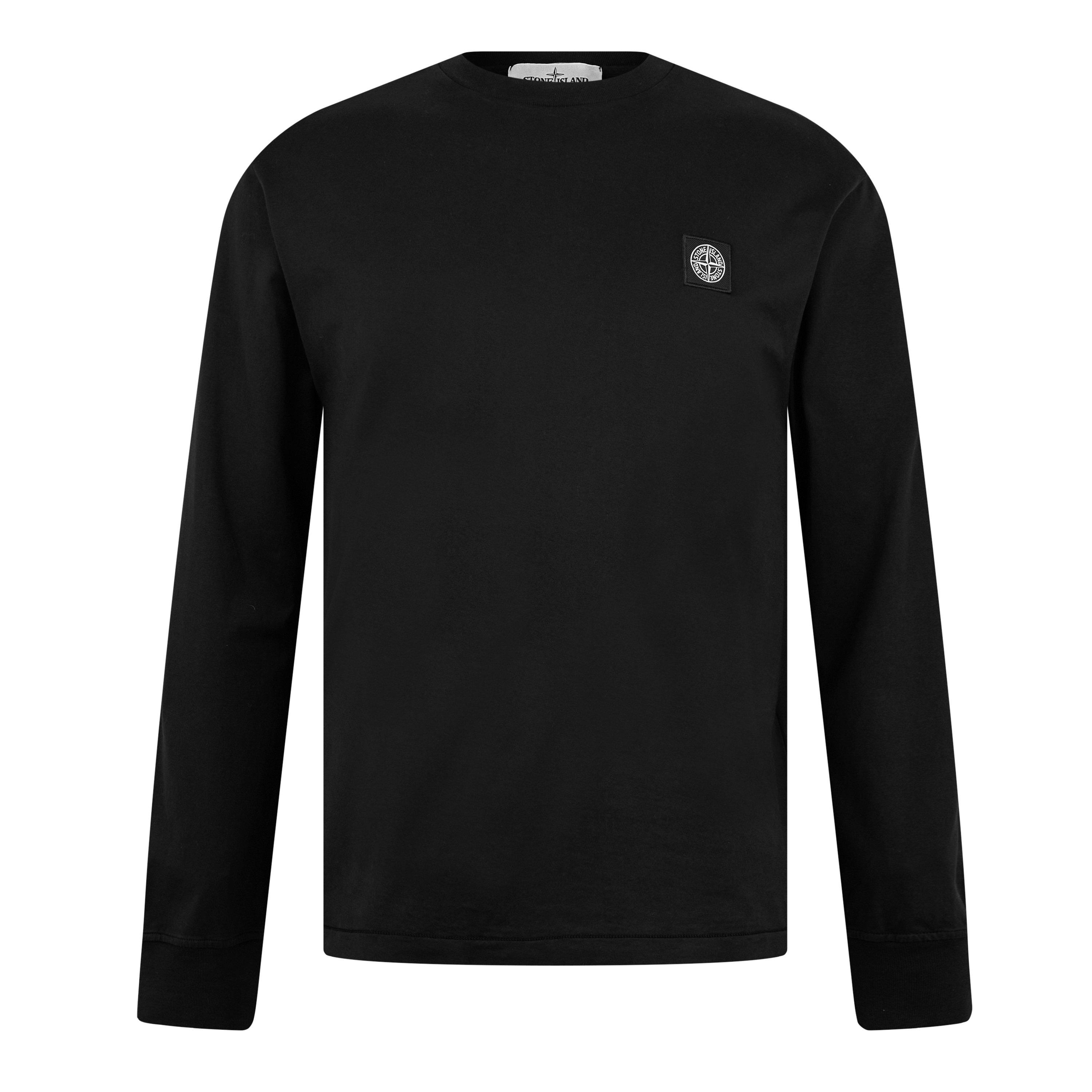 Nero V0029 - Stone Island - Men's Logo Cotton Compass Patch Long Sleeve T-Shirt - 7