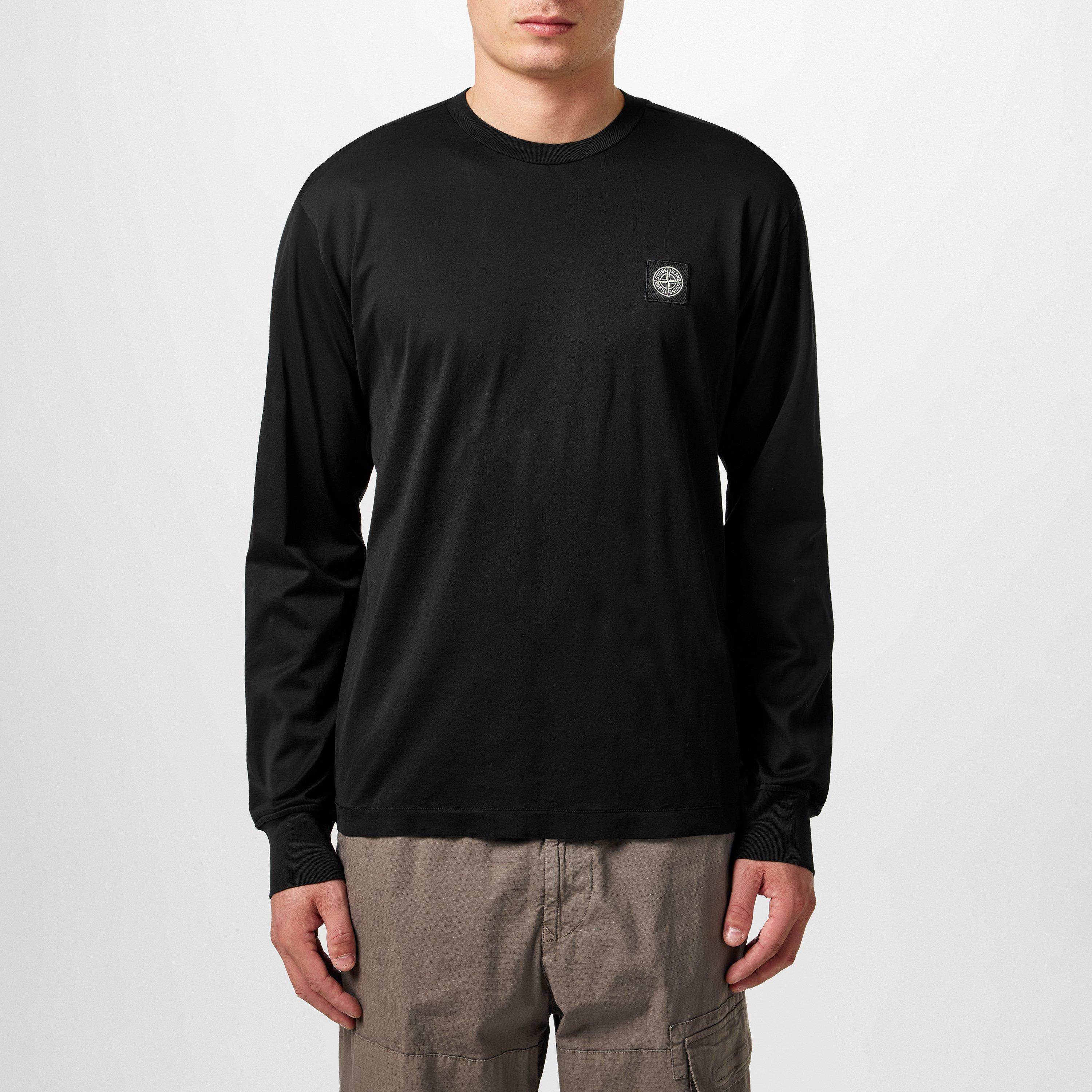 Nero V0029 - Stone Island - Men's Logo Cotton Compass Patch Long Sleeve T-Shirt - 3