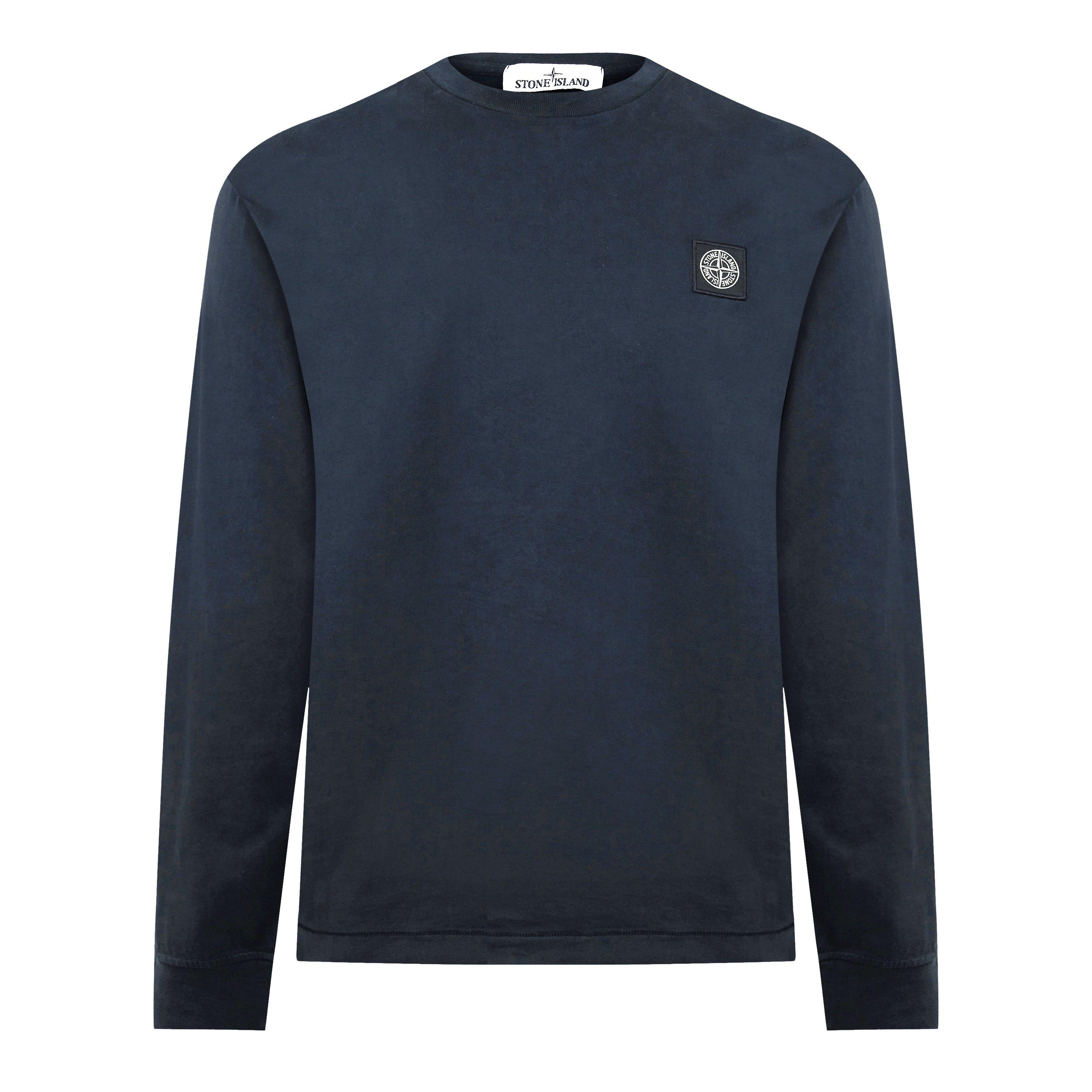 Blue A0020 - Stone Island - Men's Logo Cotton Compass Patch Long Sleeve T-Shirt - 7