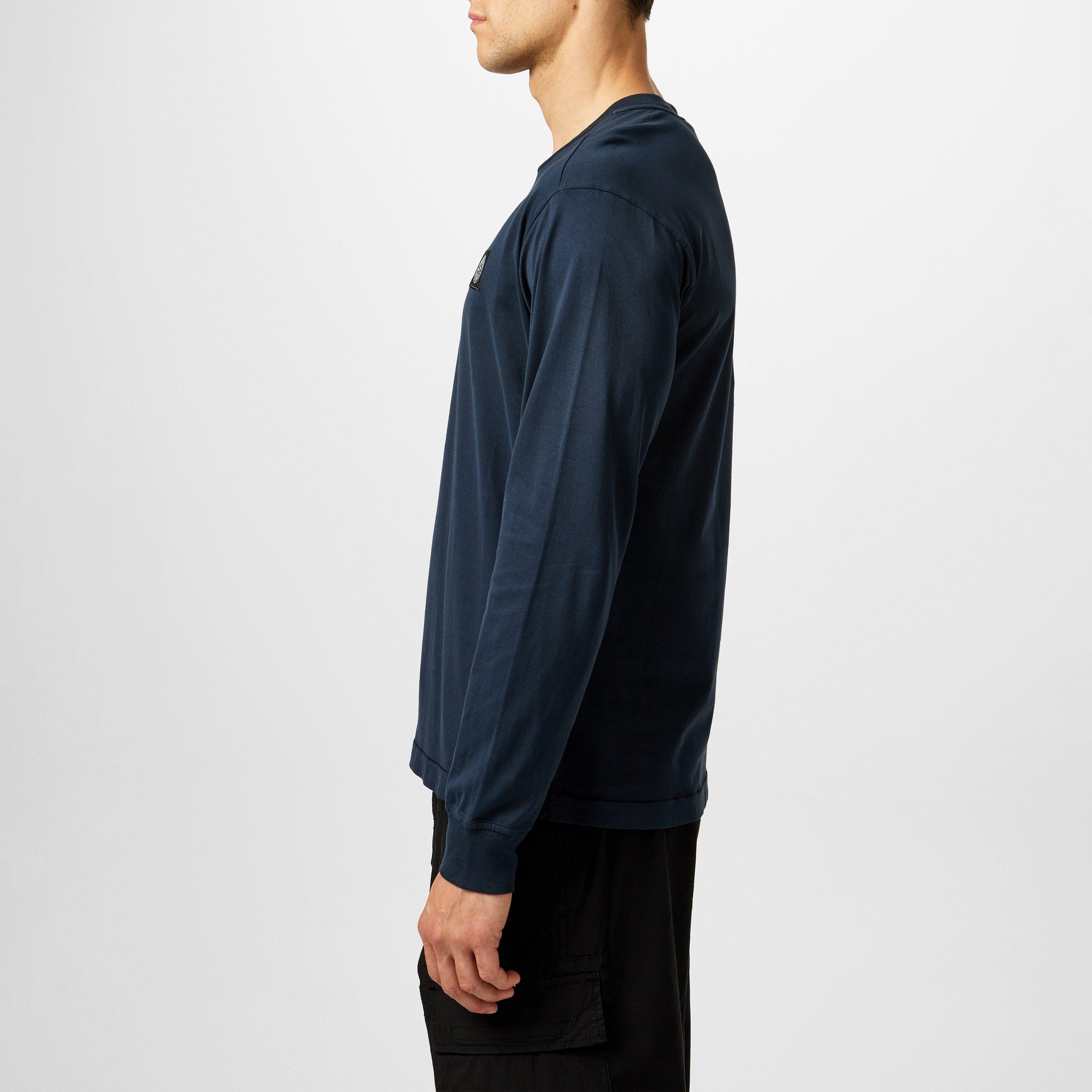 Blue A0020 - Stone Island - Men's Logo Cotton Compass Patch Long Sleeve T-Shirt - 5