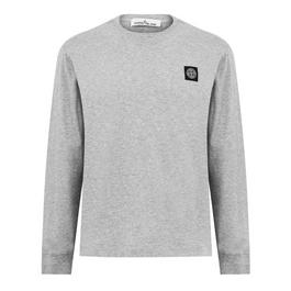 Stone Island MenS Logo Cotton Compass Patch Long Sleeve T Shirt