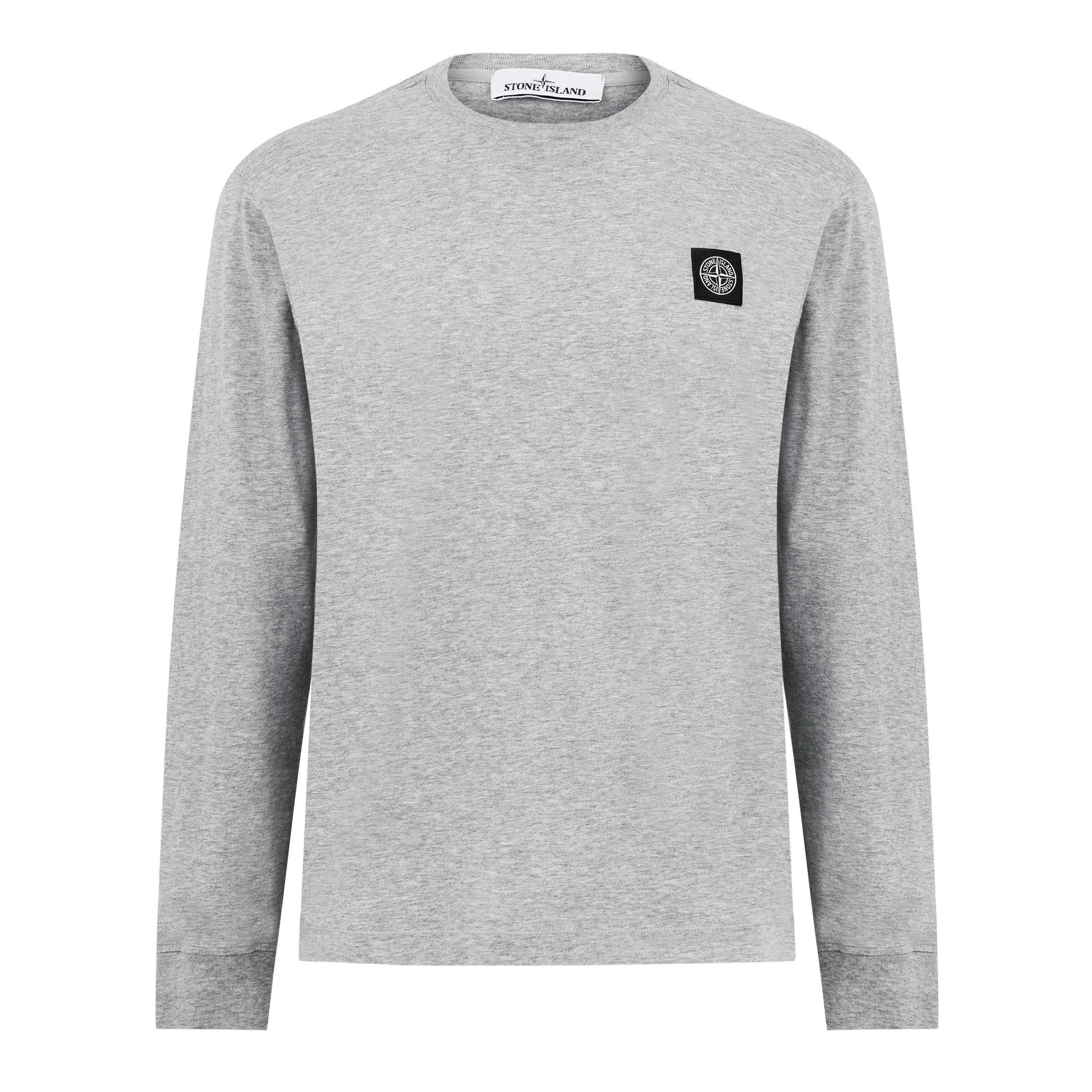 Grey Mrl A0M64 - Stone Island - Men's Logo Cotton Compass Patch Long Sleeve T-Shirt - 7