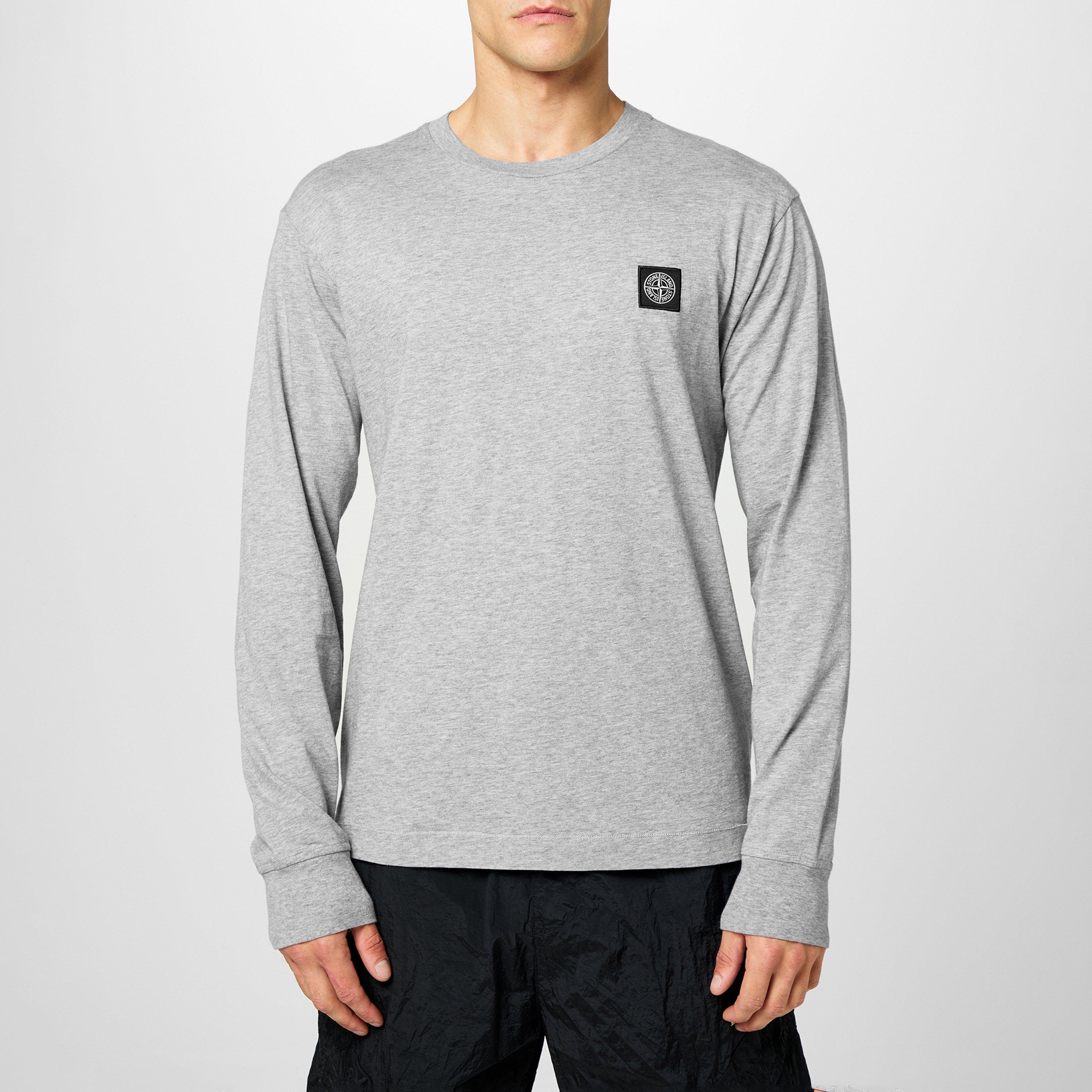 Grey Mrl A0M64 - Stone Island - Men's Logo Cotton Compass Patch Long Sleeve T-Shirt - 3