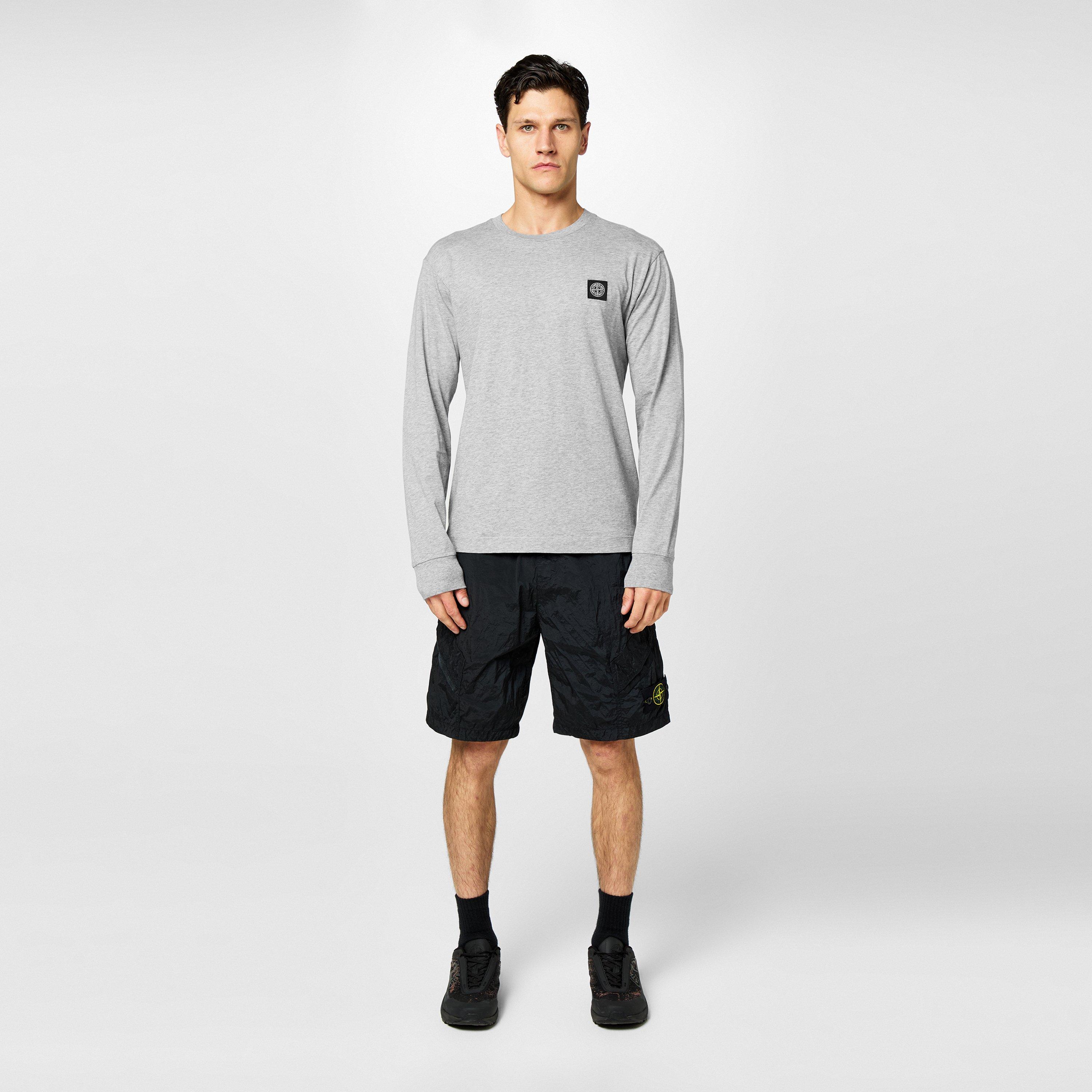 Grey Mrl A0M64 - Stone Island - Men's Logo Cotton Compass Patch Long Sleeve T-Shirt - 6