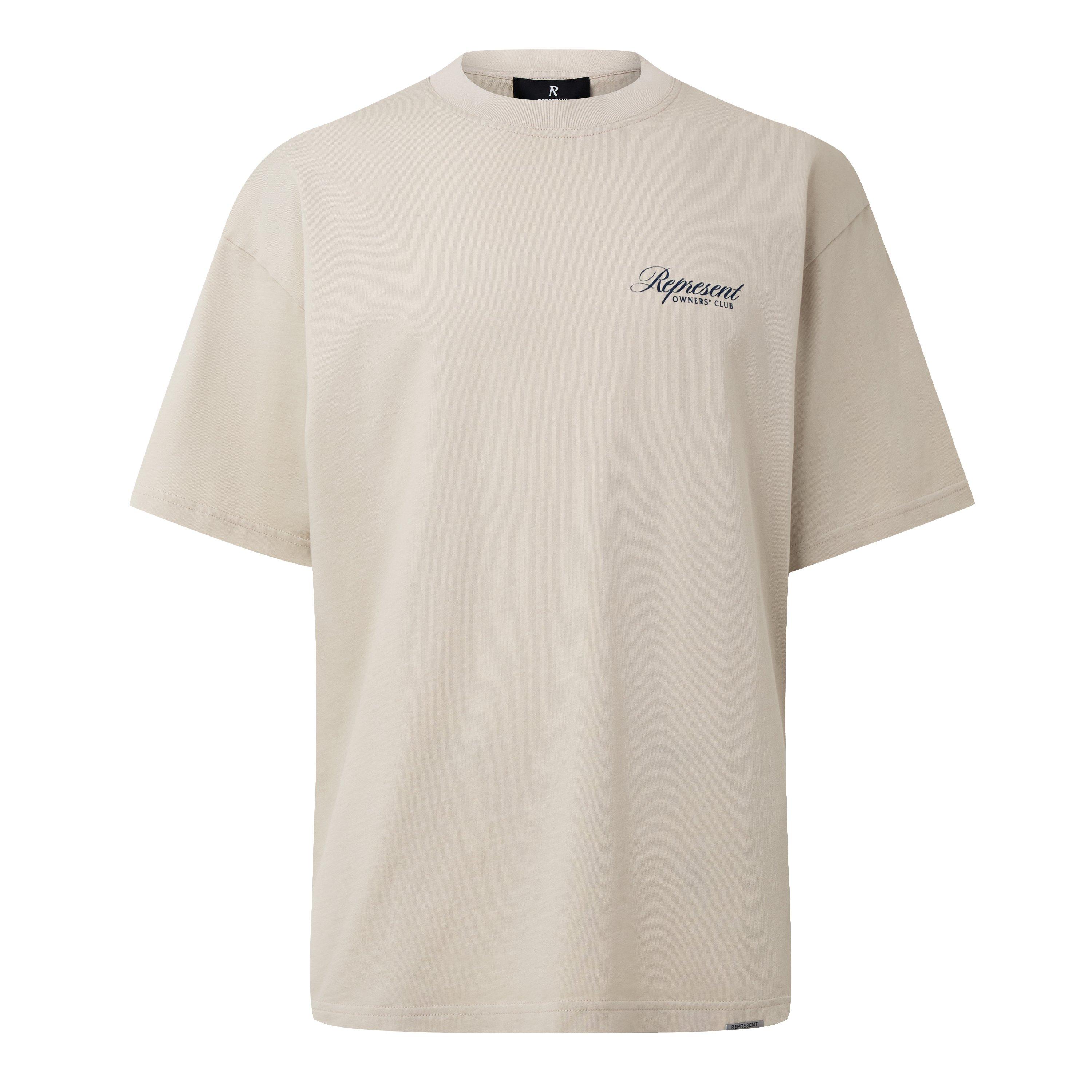 Vintage White - Represent - Men's Owners Club Script Oversized Cotton T-Shirt - 1