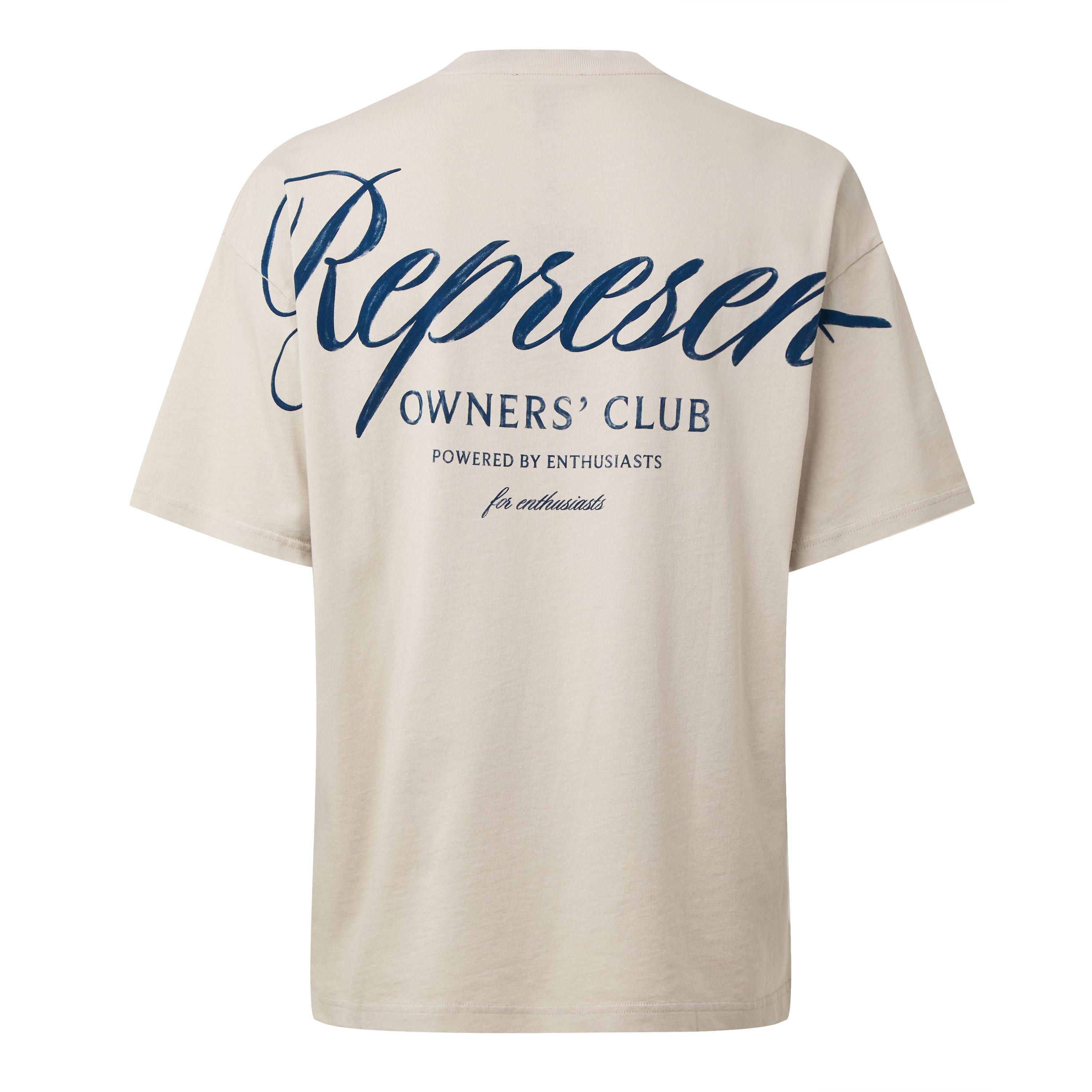 Vintage White - Represent - Men's Owners Club Script Oversized Cotton T-Shirt - 2