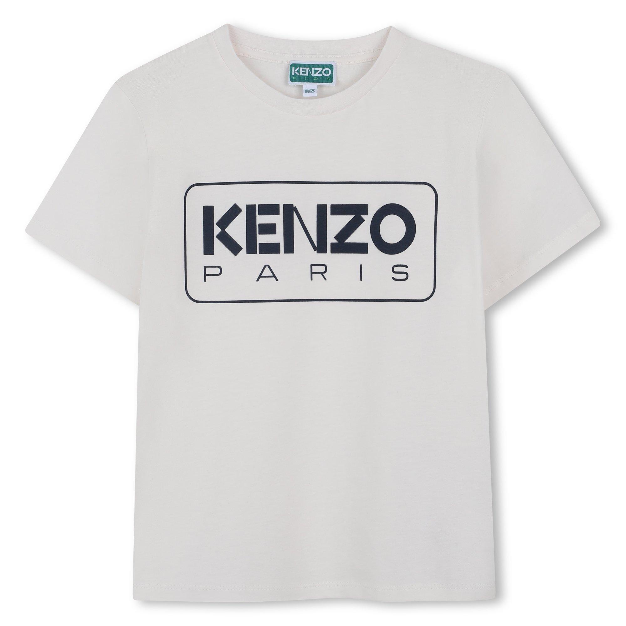 Cream - Kenzo - Kids' Brand Print Regular Fit T-Shirt - 1
