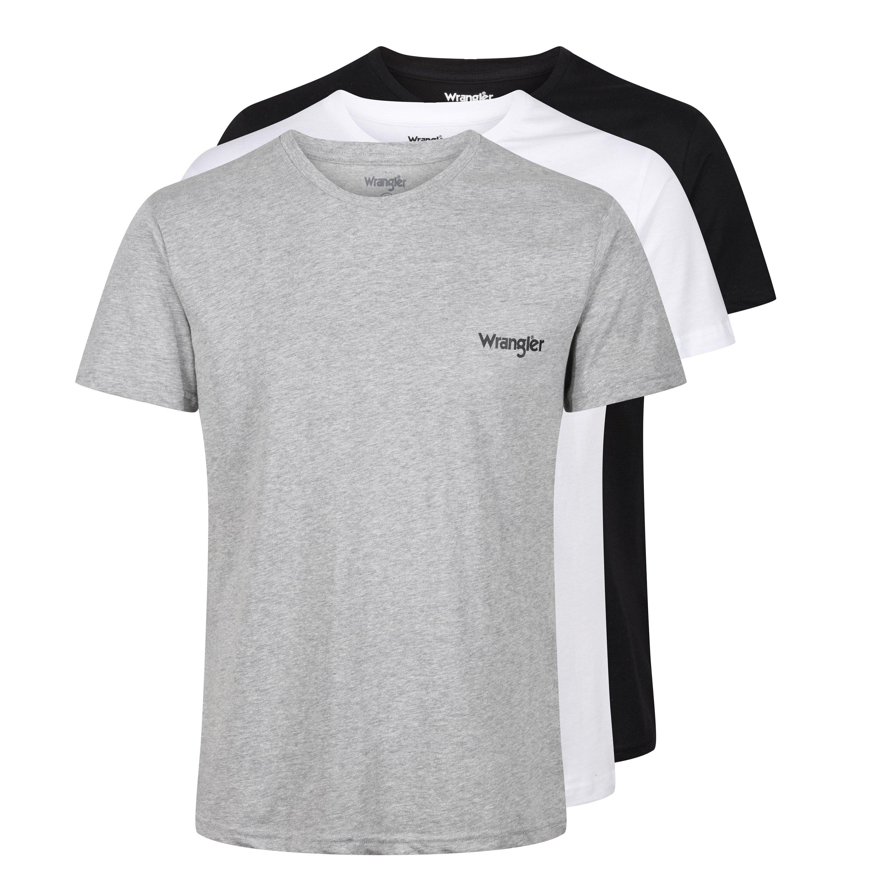 Schwarz/Weiß - Wrangler - Wrangler Mens 3pk T-Shirts FOSTER - 1