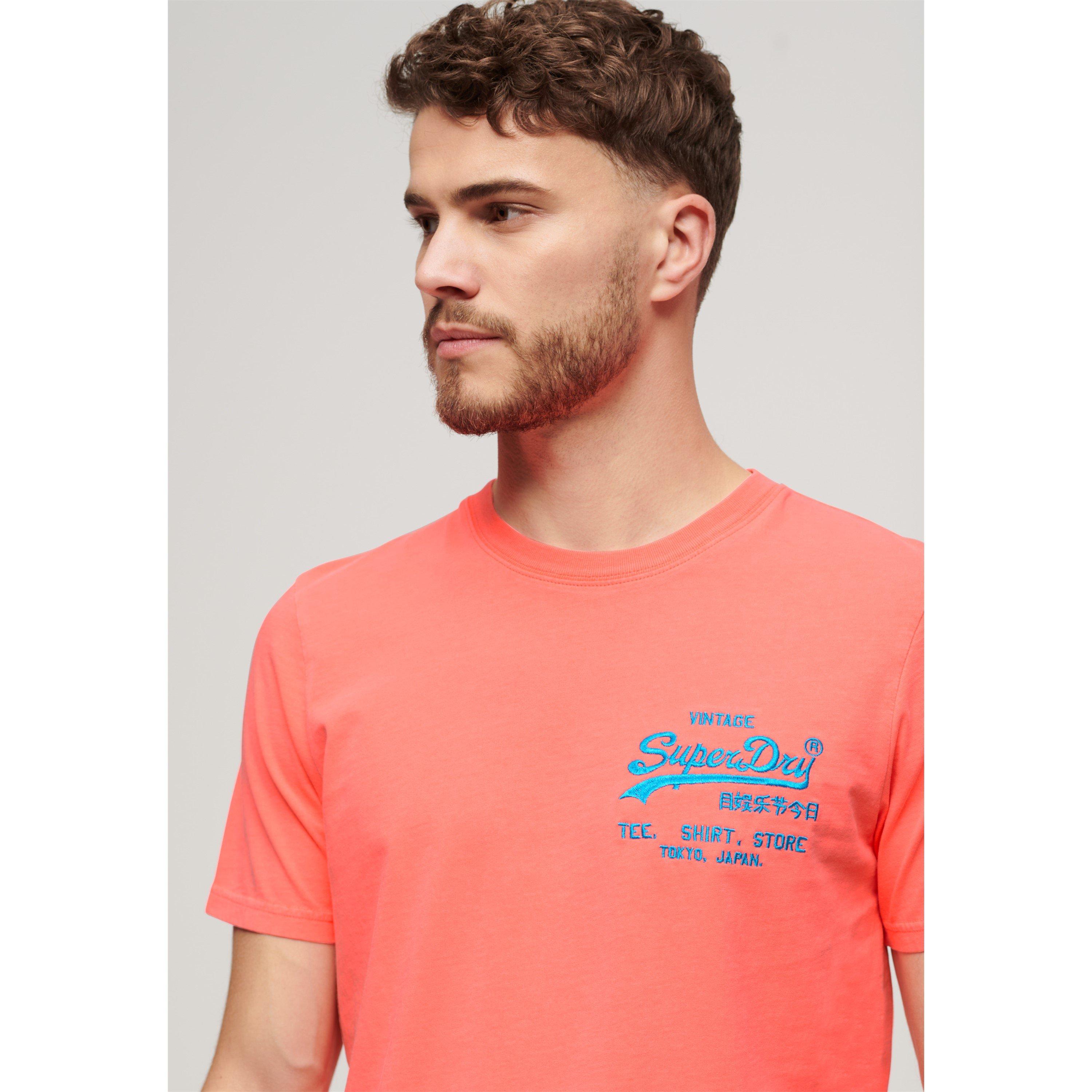 Neon Red - Superdry - Men's Neon Vintage Logo Regular Fit T-Shirt - 2