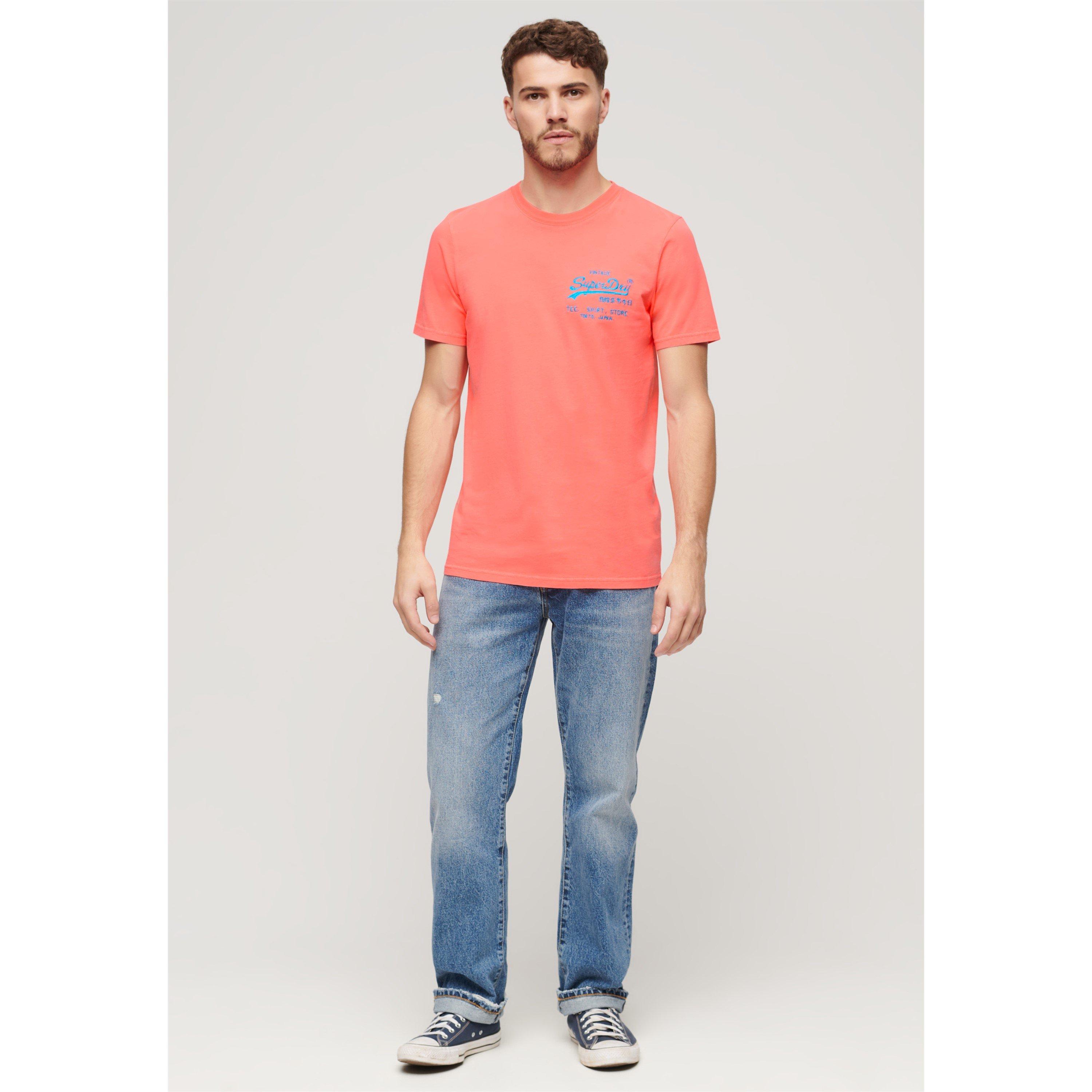 Neon Red - Superdry - Men's Neon Vintage Logo Regular Fit T-Shirt - 3