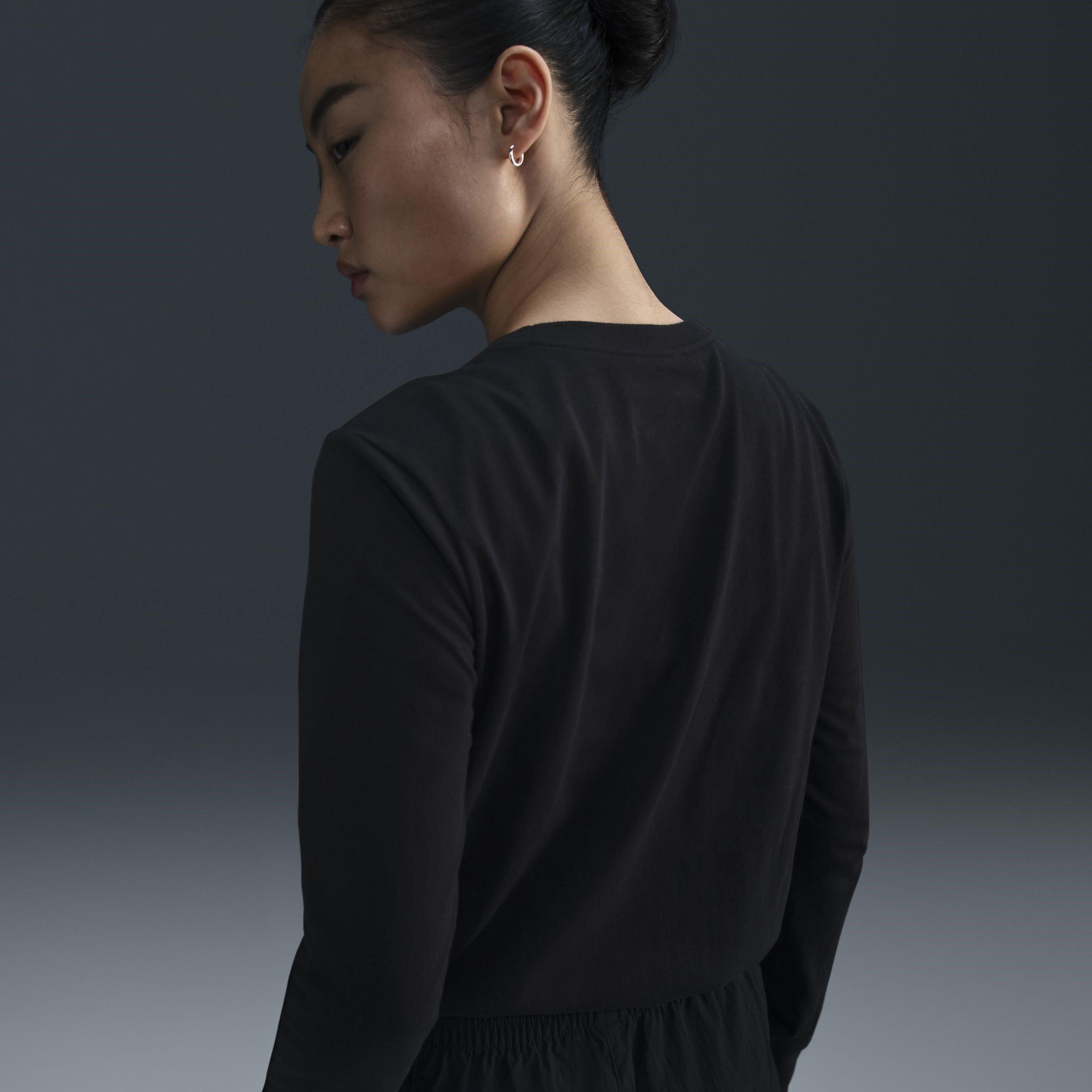 Black/White - Nike - Club Long Sleeve Top Womens - 2