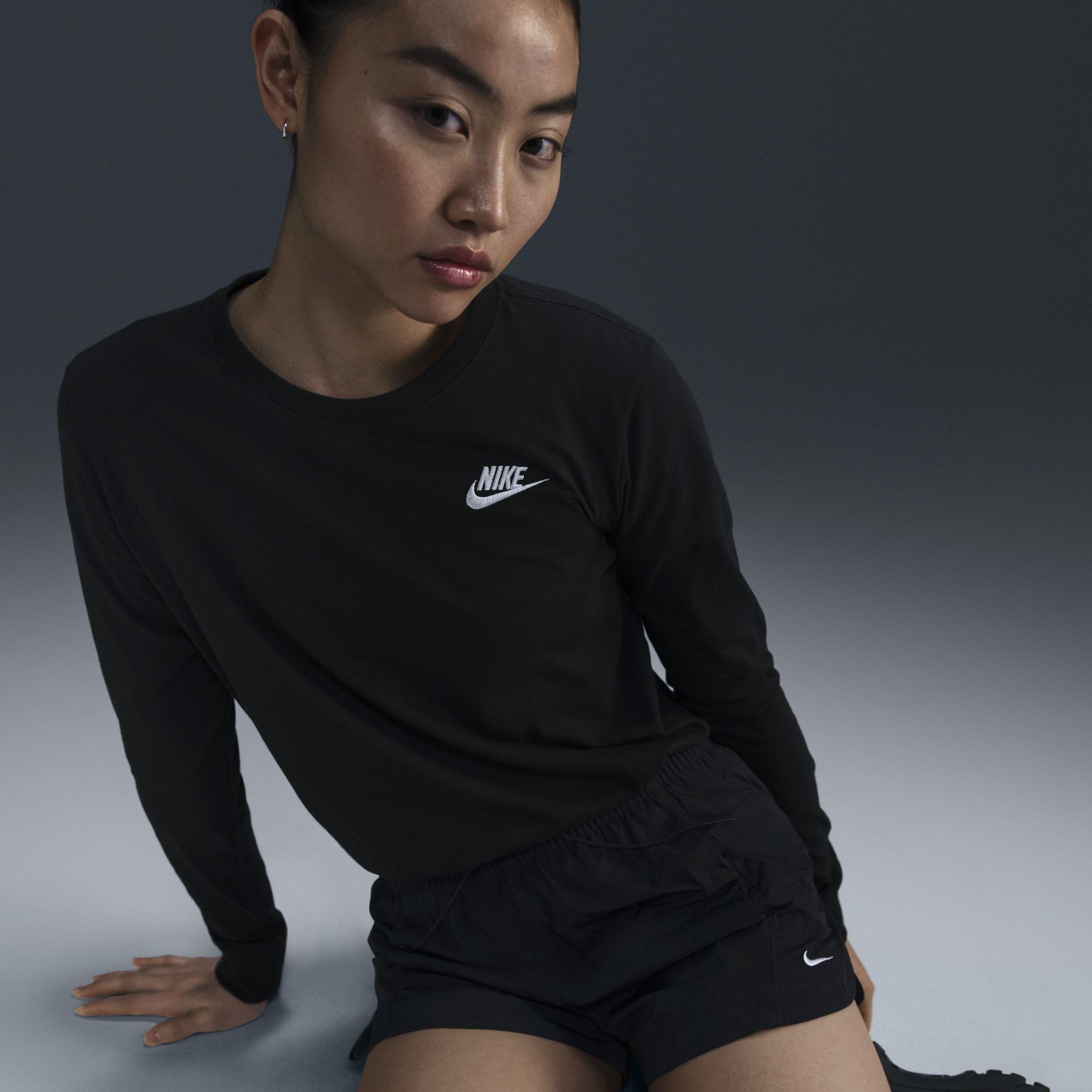Black/White - Nike - Club Long Sleeve Top Womens - 3