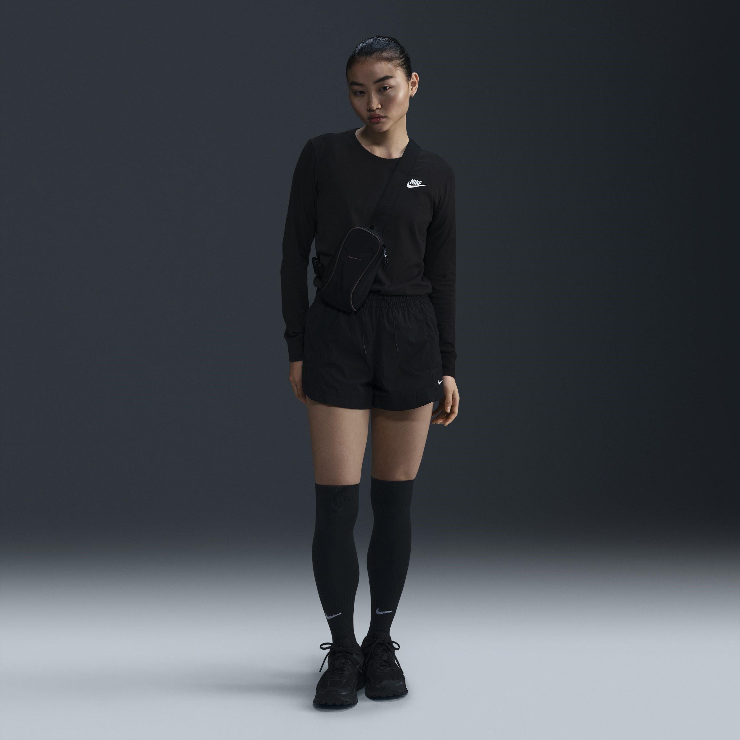 Black/White - Nike - Club Long Sleeve Top Womens - 4