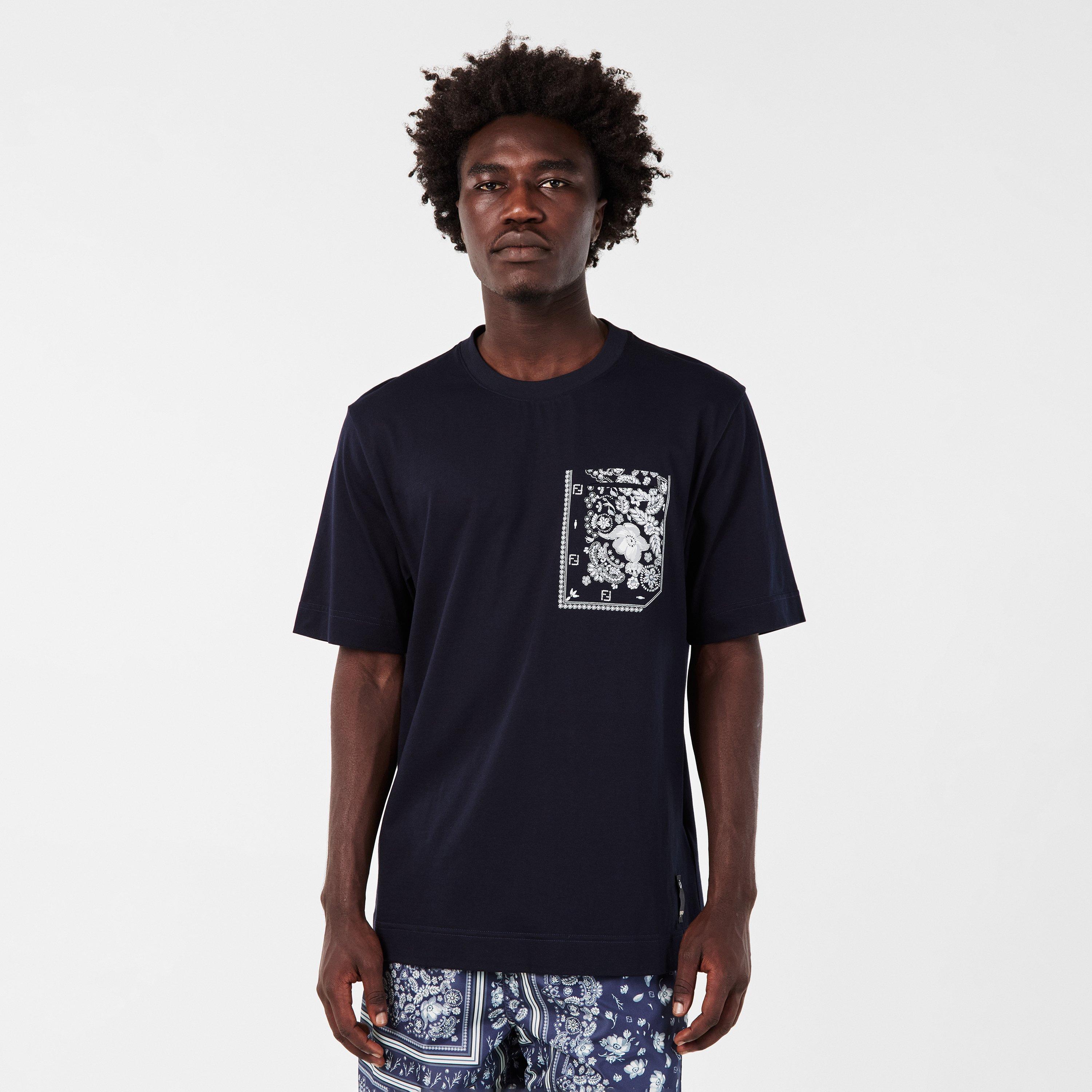 Blue - Fendi - Men's Bandana Regular Fit T-Shirt - 3