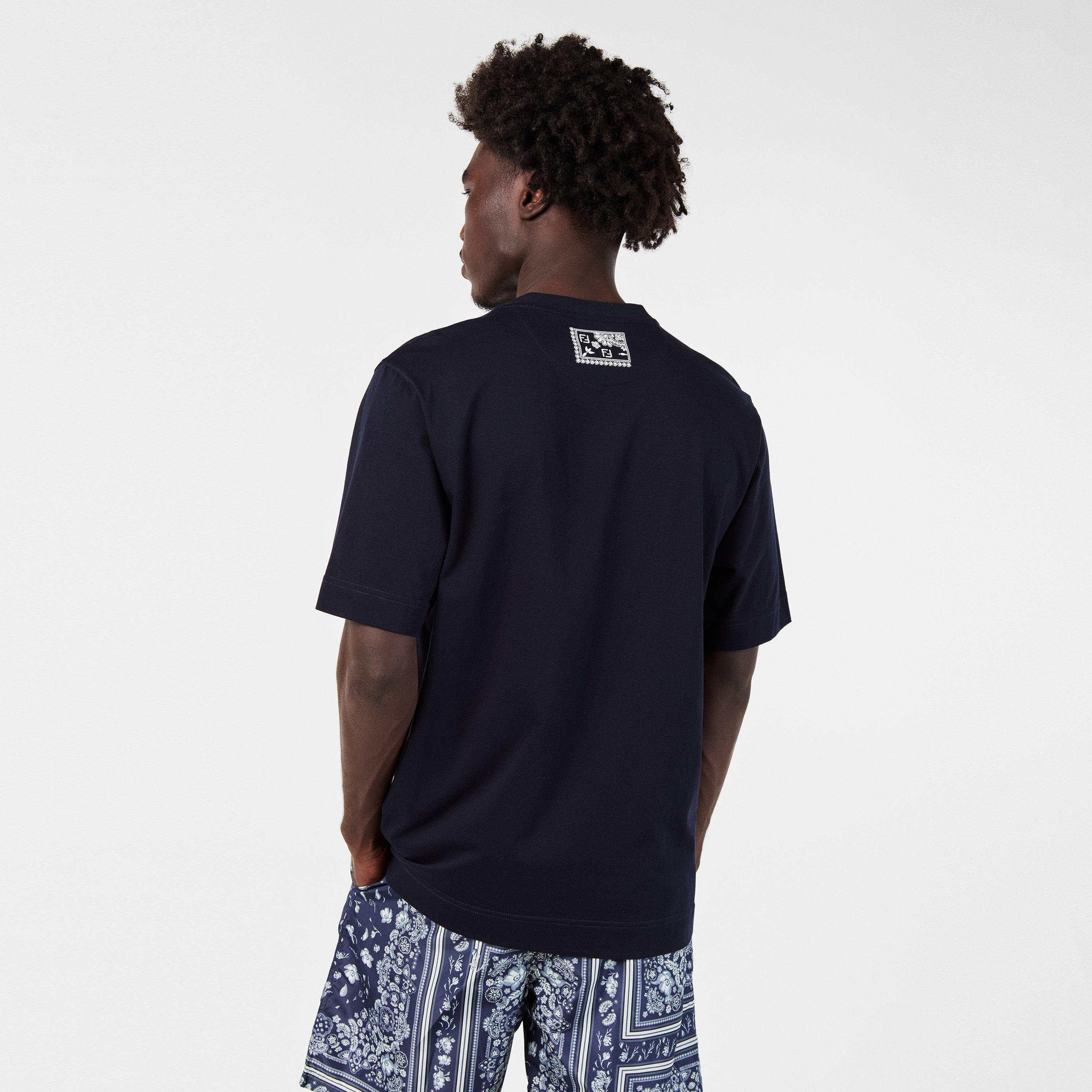 Blue - Fendi - Men's Bandana Regular Fit T-Shirt - 4