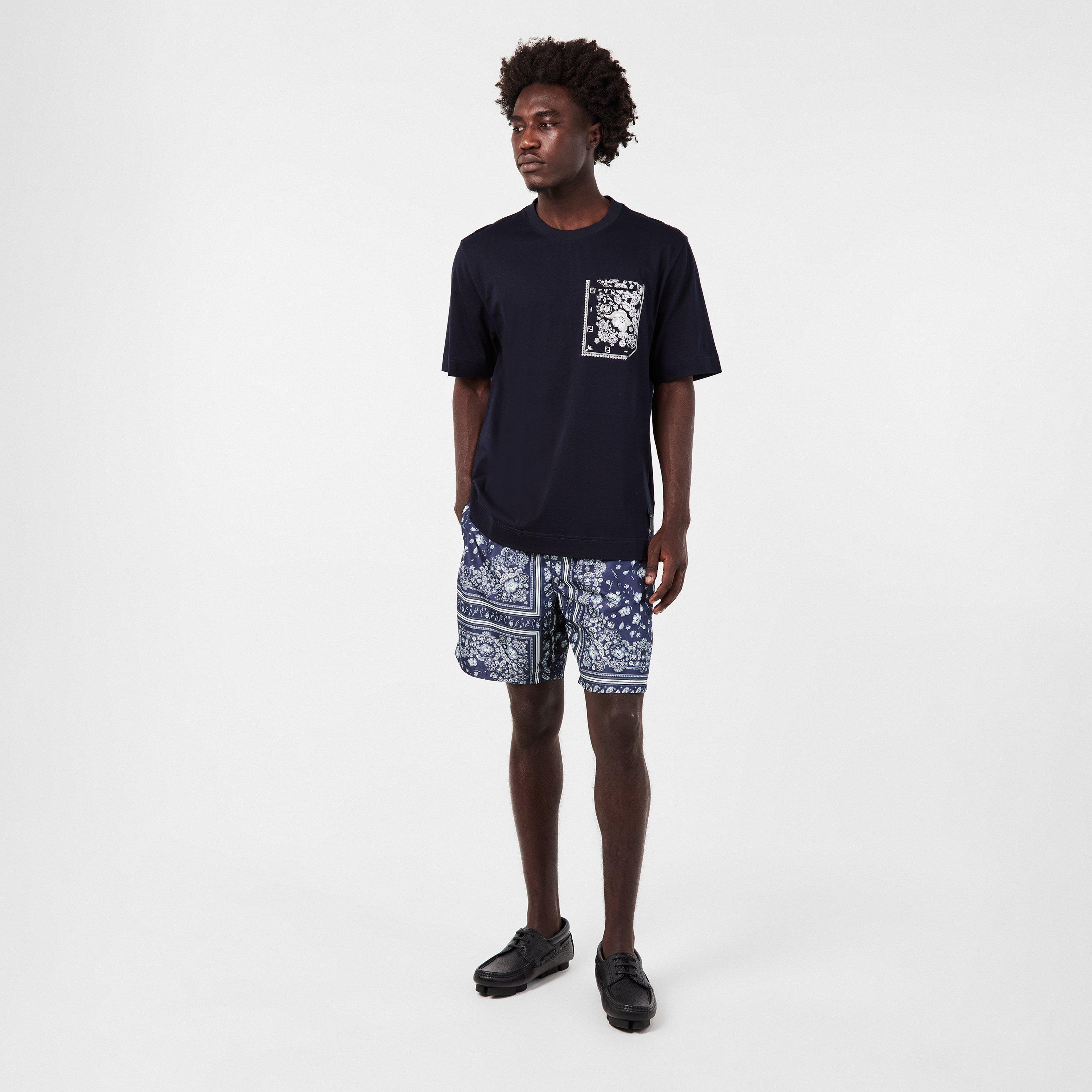 Blue - Fendi - Men's Bandana Regular Fit T-Shirt - 6