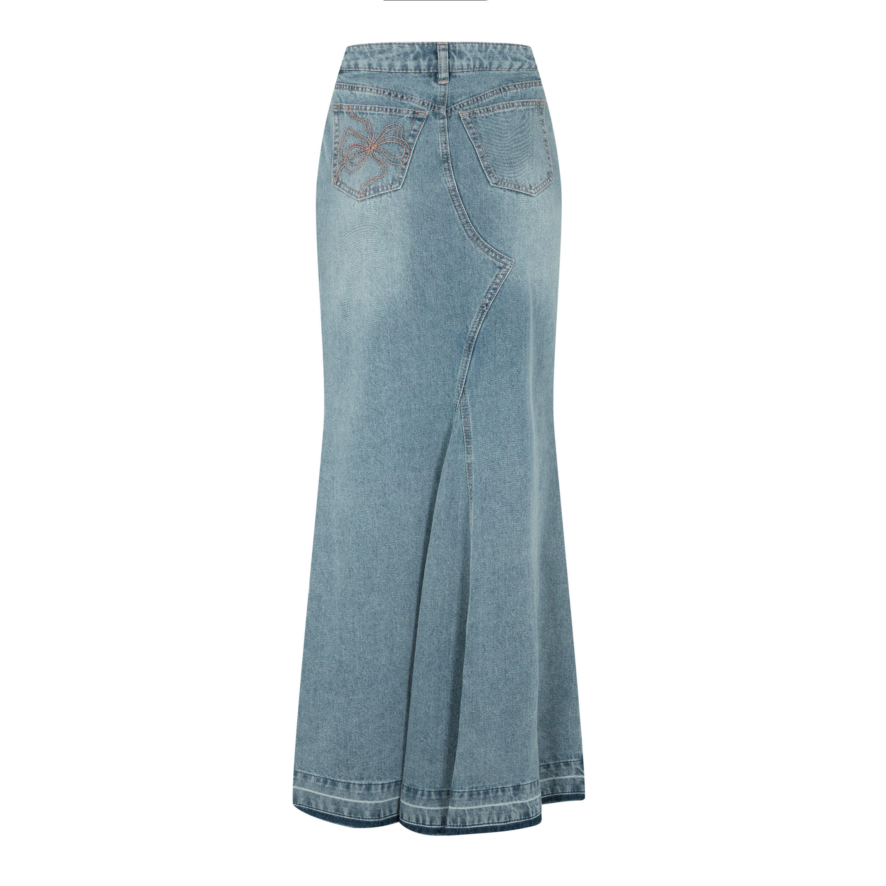Montauk Blue - LoveshackFancy - Women's Risia Denim Skirt - 6