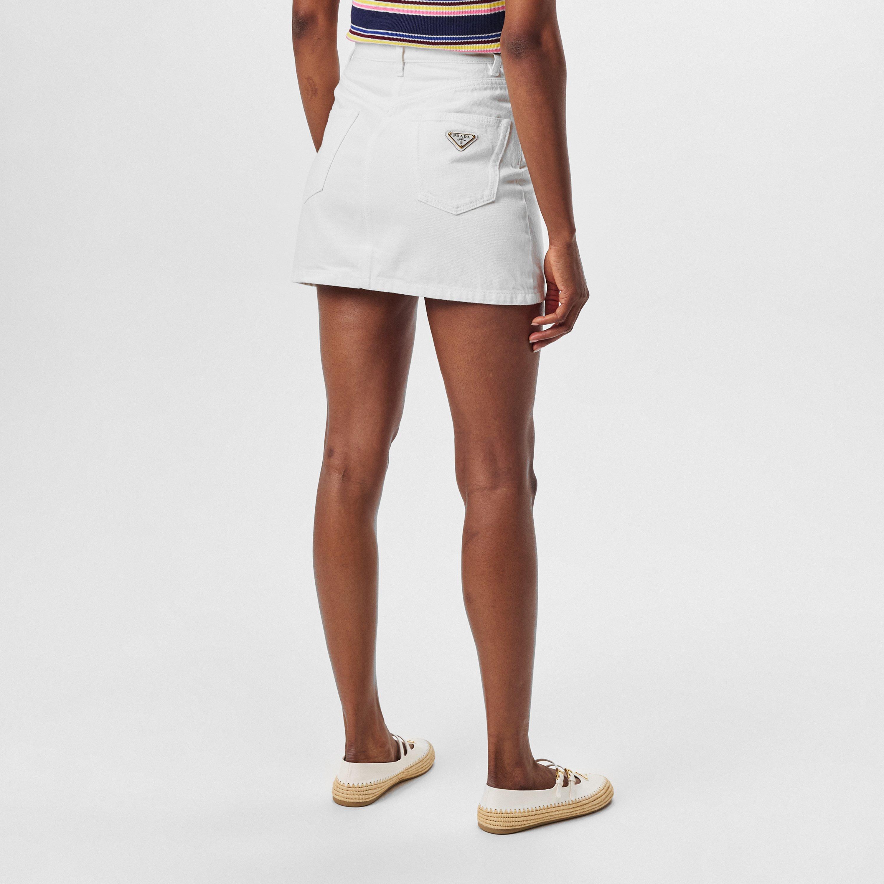 White - Prada - Denim Mini Skirt - 4
