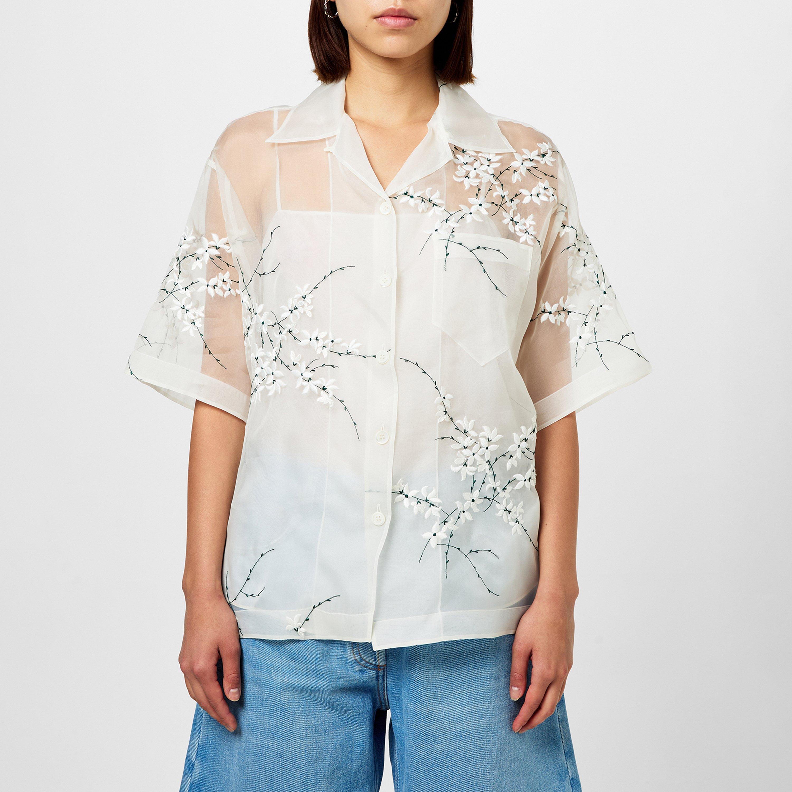 Bianco - Prada - Embroidered Floral Blouse - 3