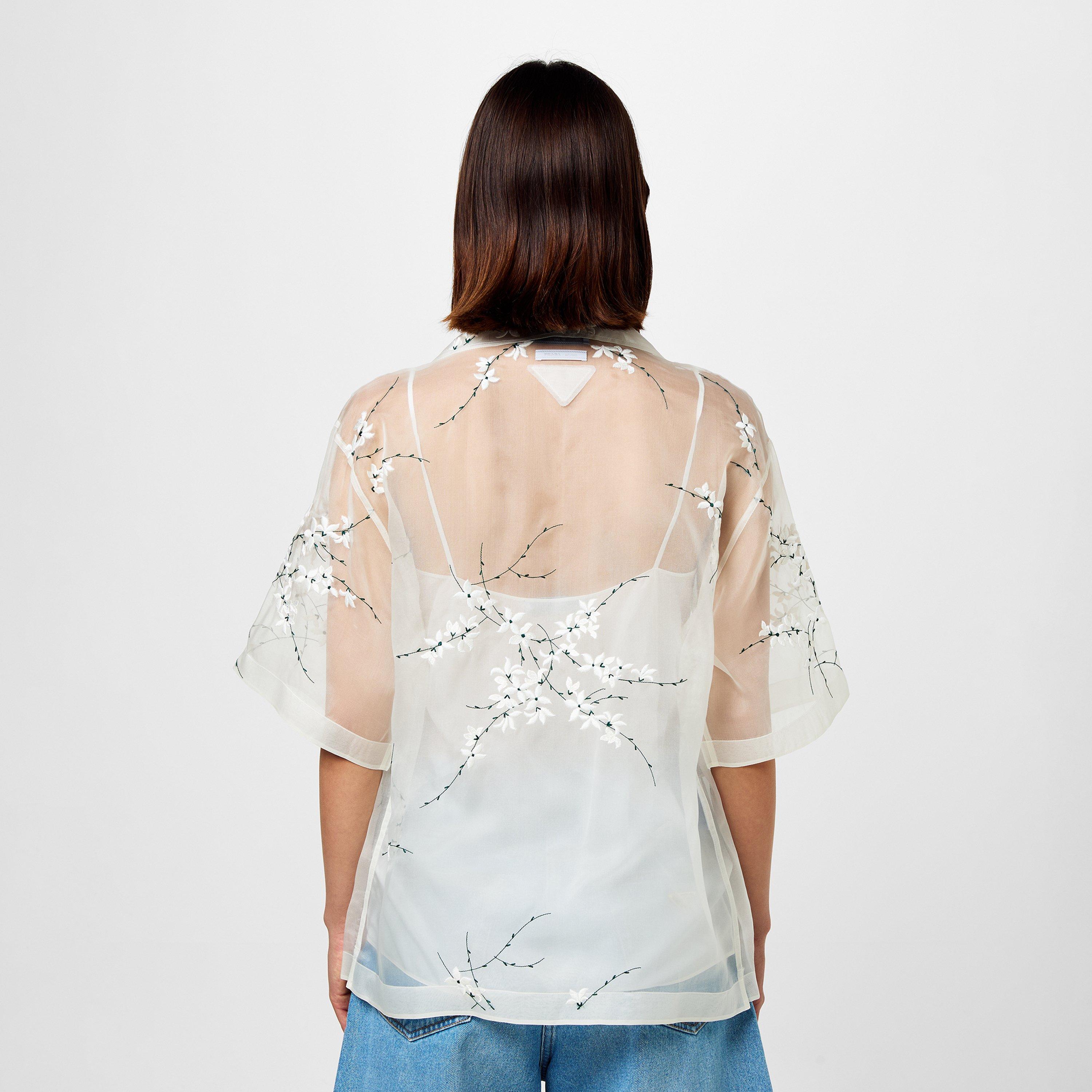 Bianco - Prada - Embroidered Floral Blouse - 4