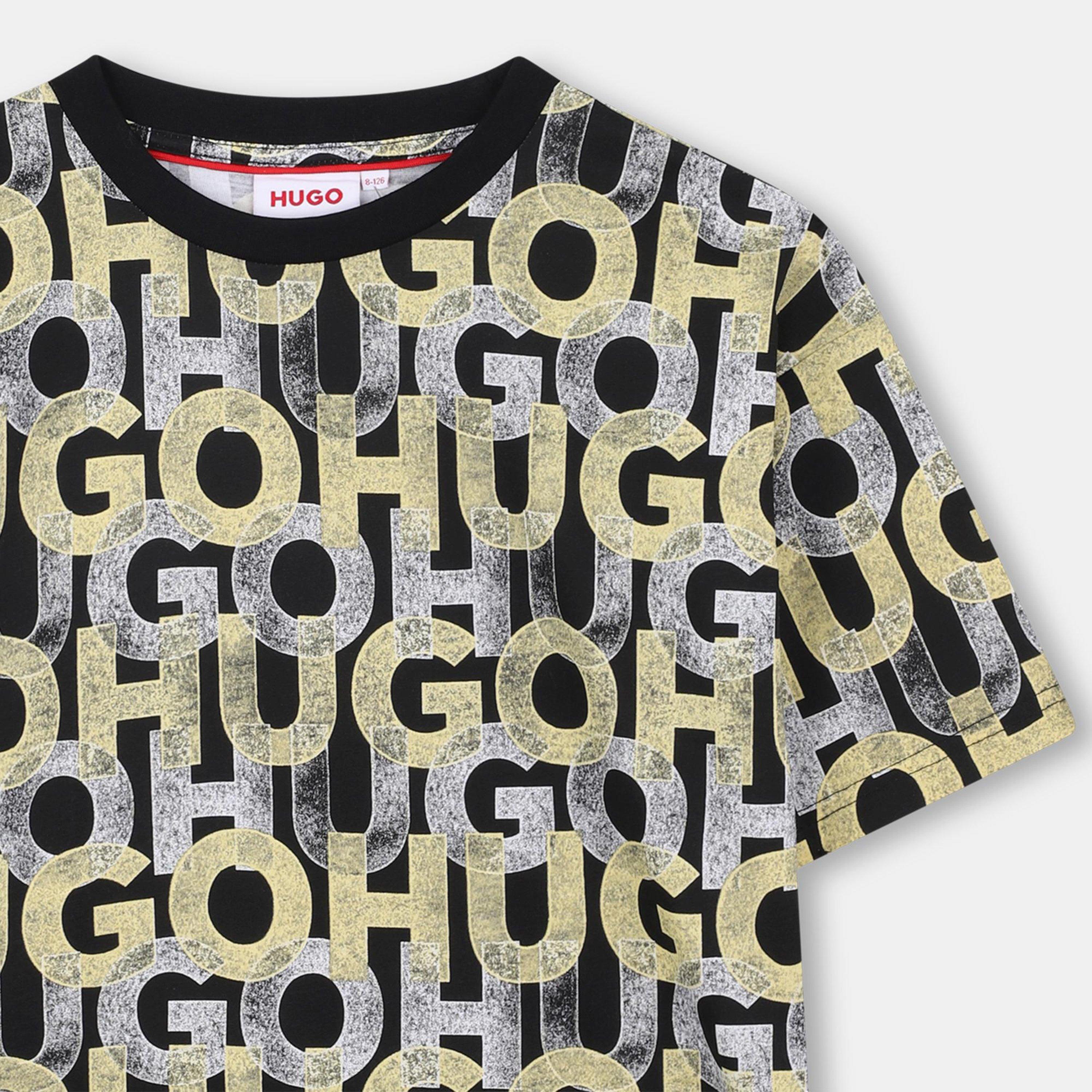 Black - Hugo - Kids' All Over Print Regular Fit T-Shirt - 3