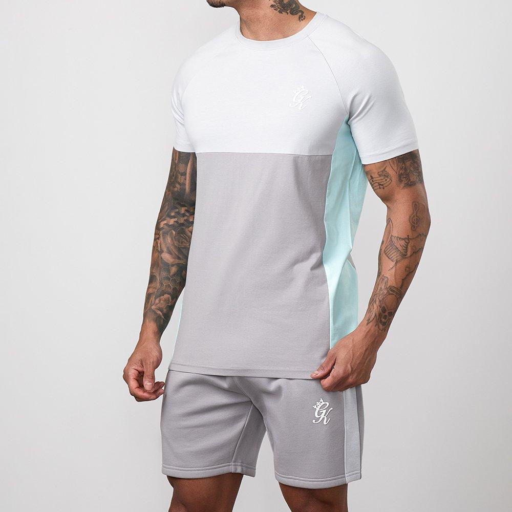 Grey/Grey/Seafm - Gym King - Gym King Contrast Panel Jersey Tee - Urban Grey/Light Grey/Mint - 3